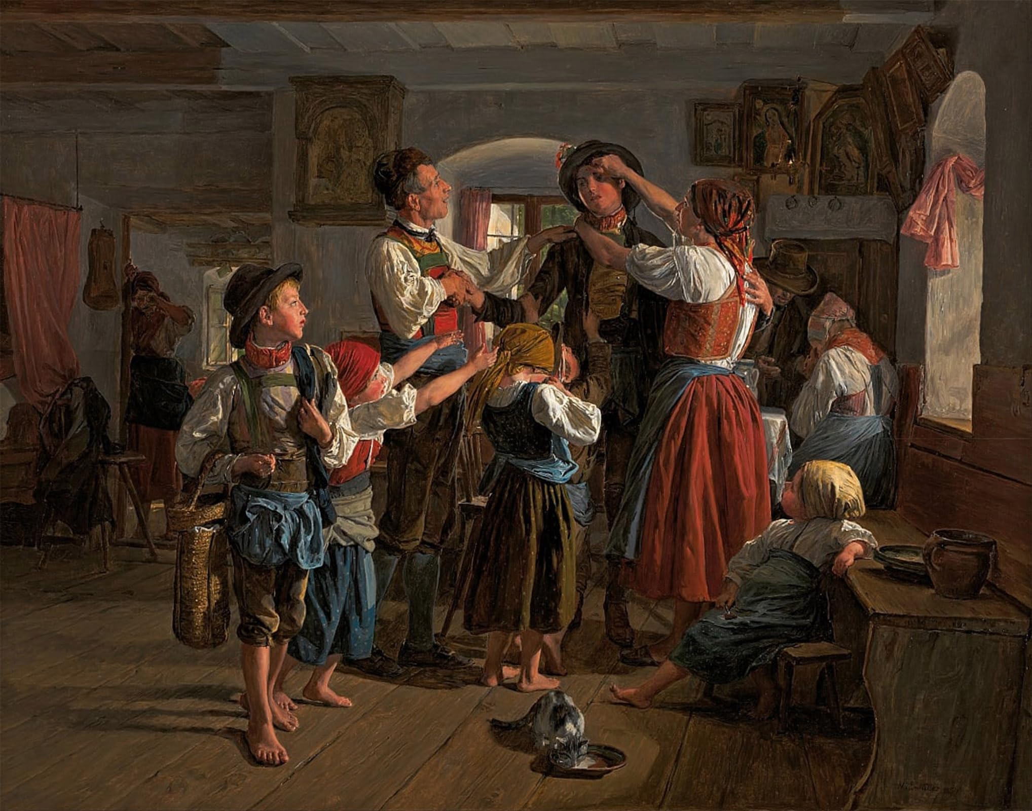 SERENDIPITP Abstract Painting Mural Print Picture Wall Decor Painting the Conscript’s Farewell by Ferdinand Georg Waldmuller Vintage Wall Artwork for Home Decor 60x90cm