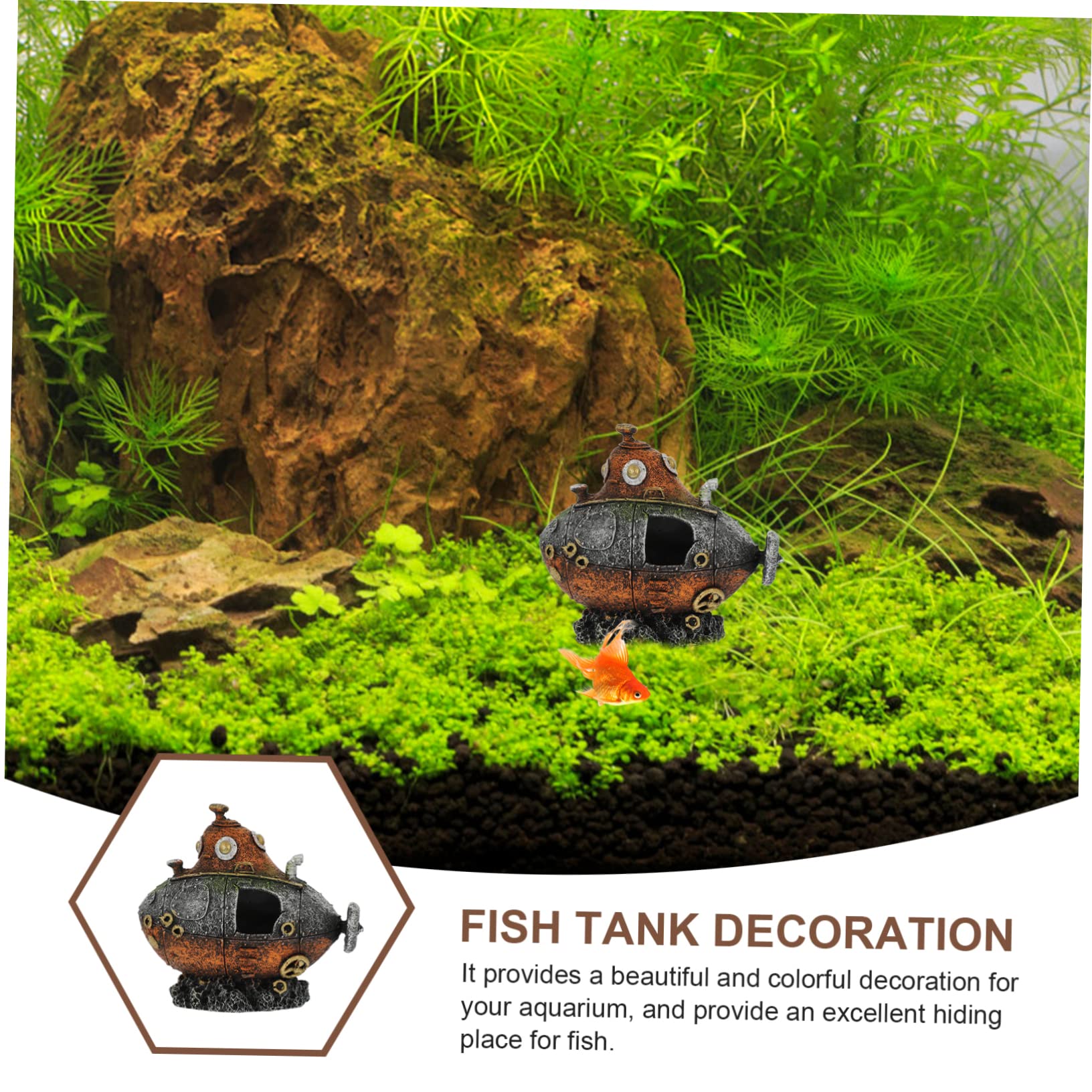 Mipcase 3 Pièces Cachette D'aquarium Cachette De Crevettes Bateau Ornement De Paysage D'aquarium Décor Réservoir Attraper Grotte De Pisciculture Méduse Maison De Crevettes Vide Air Résine