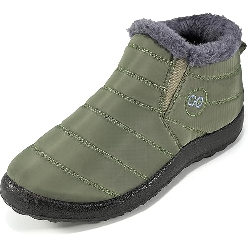 HARENCE Snow Boots for Women Winter Boot with Comfortable Warm Fur Lined Ankle Booties Outdoor Slip On Waterproof Short Boots