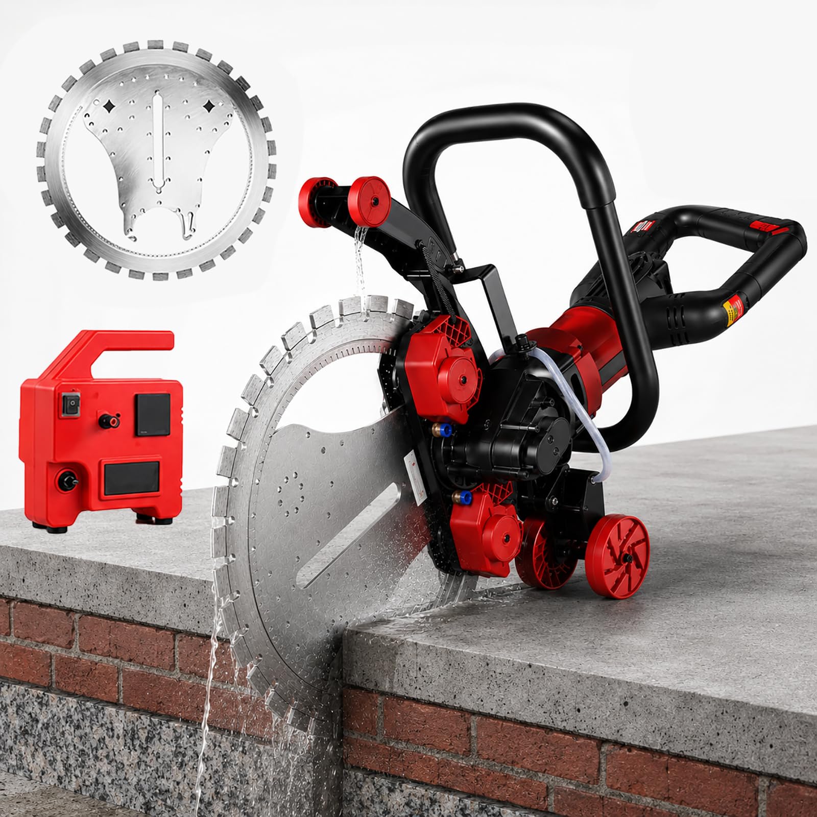 HCAUYNN Concrete Cutter, Heavy Duty Electric Wall Saw - Dry/Wet Cutting, 410mm Diamond Blade, Guide Wheels for Masonry, Cement and Stone 1*saw