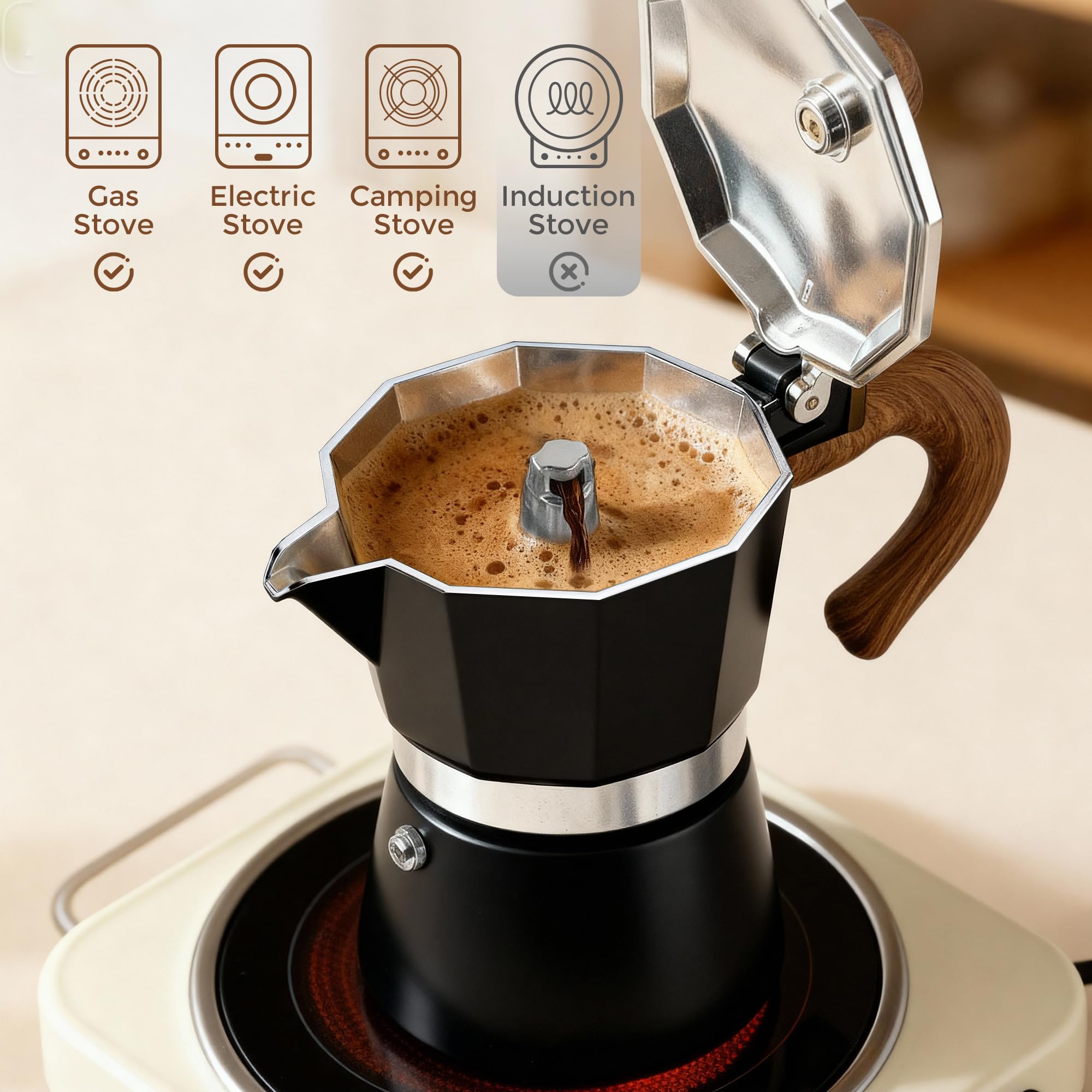 Amazon.com: ShanSon Moka Pot Stovetop Espresso Maker 3 Cup 5