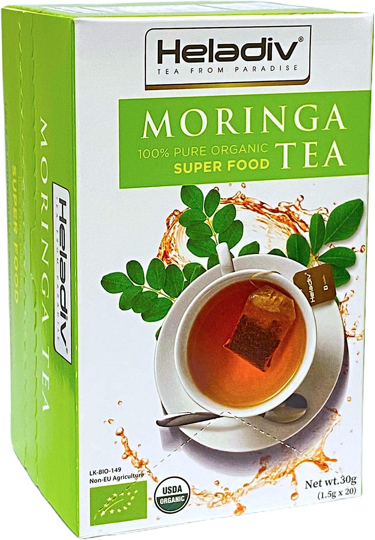 Moringa Tea - 100% Organic Moringa Super Food Tea - Energy & Immunity Booster, Stress Relief - 20 Individually Sealed Tea Bags