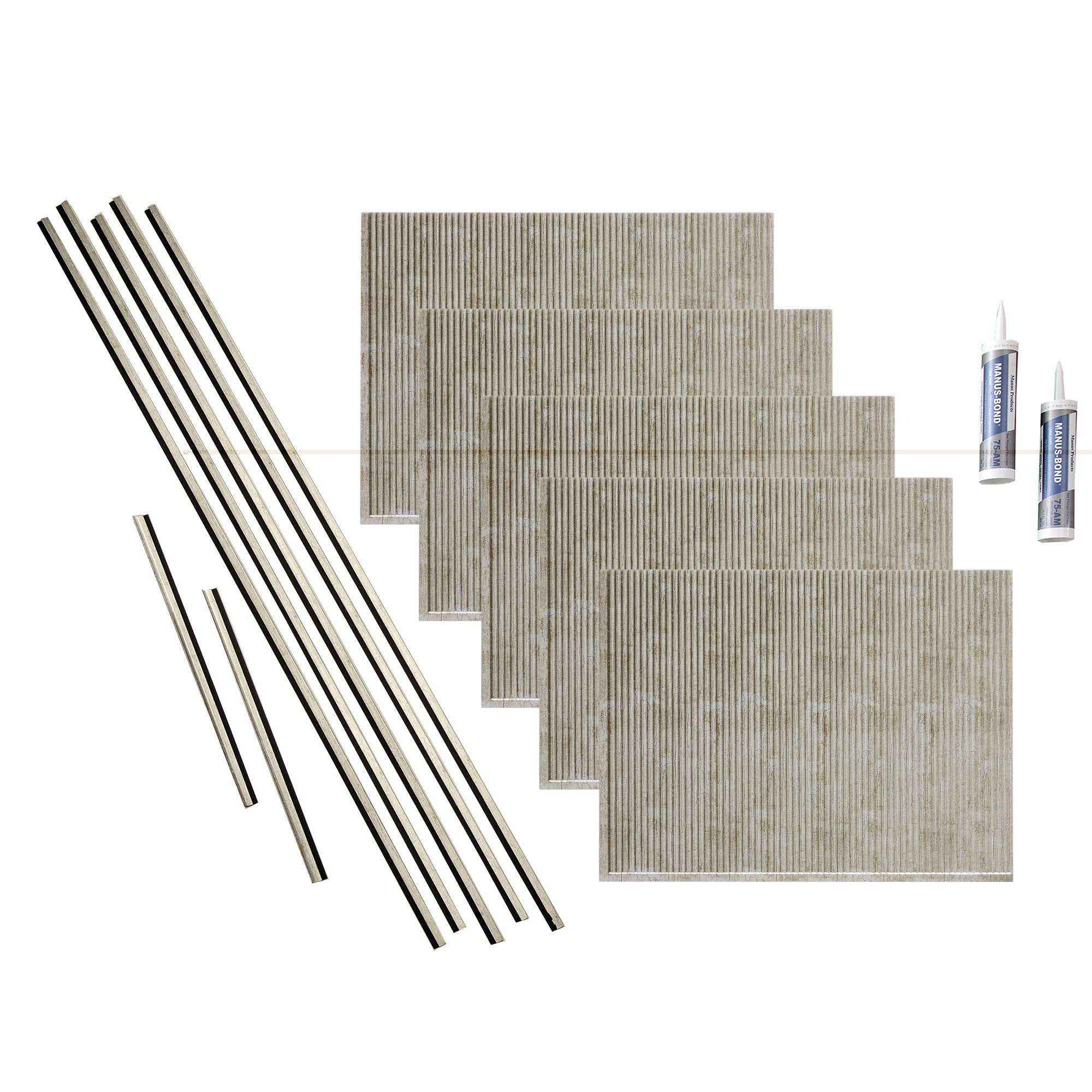 FASÄDE Rib Decorative Vinyl Backsplash 15 sq ft Kit in Vintage Metal