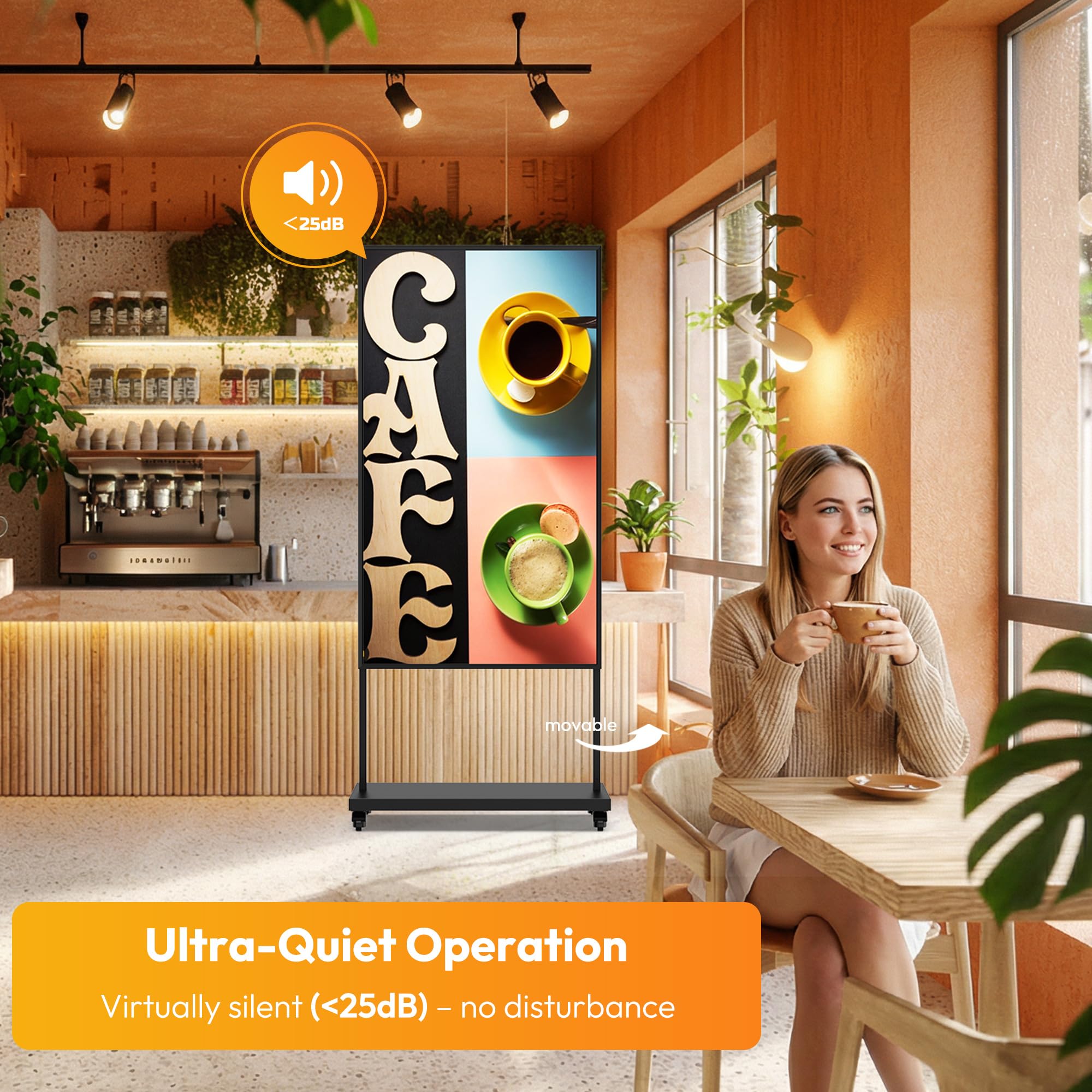 HARZHI 43'' Pantalla para Escaparate Interior, 3000 Nits de Alto Brillo, 2K Cartelería Digital para Escaparates, Control de App/Nube, Pantalla LCD Industrial para Tiendas de Lujo/Ropa, HDMI/USB/WiFi