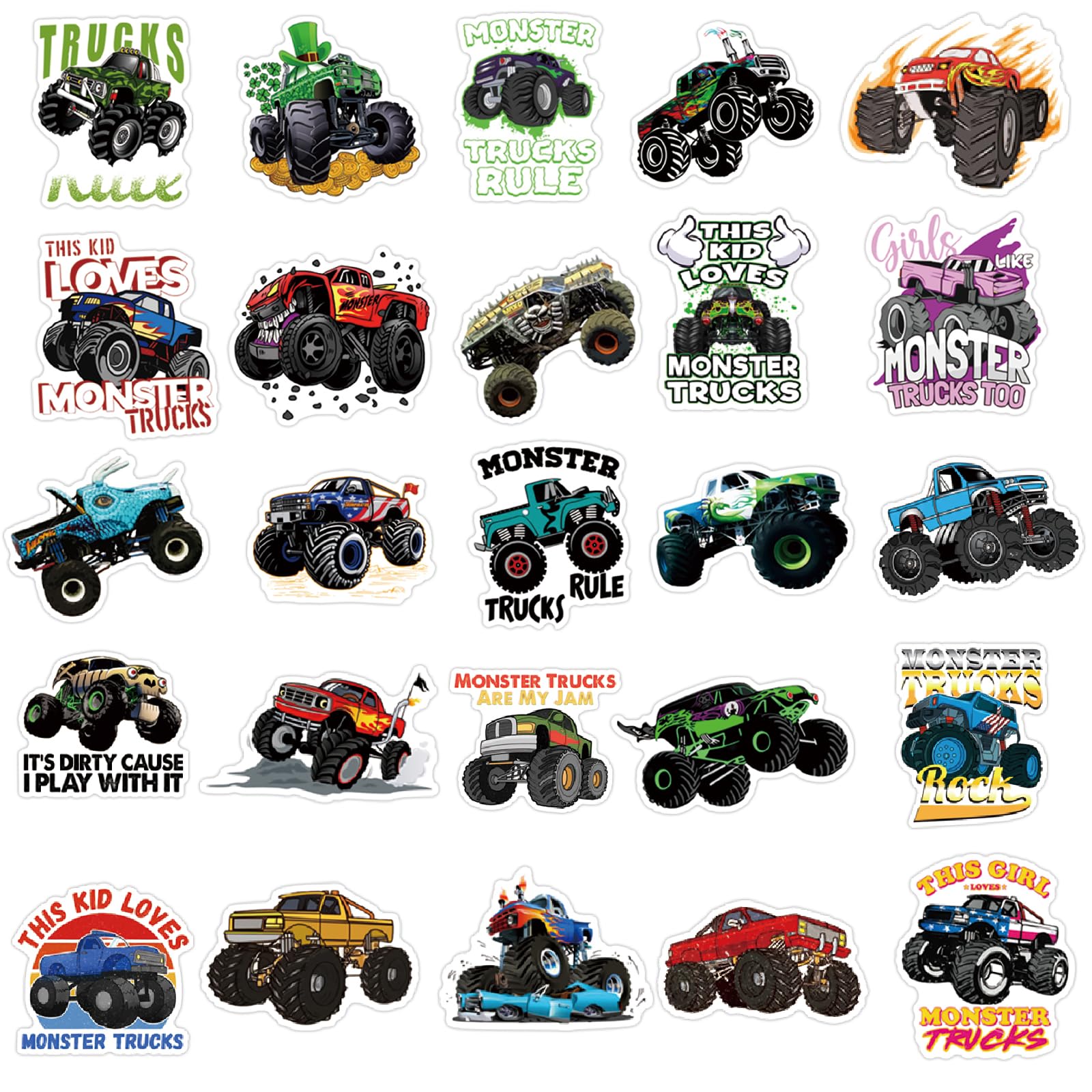 Monster Truck Stickers Pack,50Pcs Cool Monster Truck Children's Sticker,Waterproof Graffiti Vinyl Decal Stickers for Kids Teens Adults Laptop Computer Skateboard Water Bottles Bicycle Helmet Luggage - Image 4