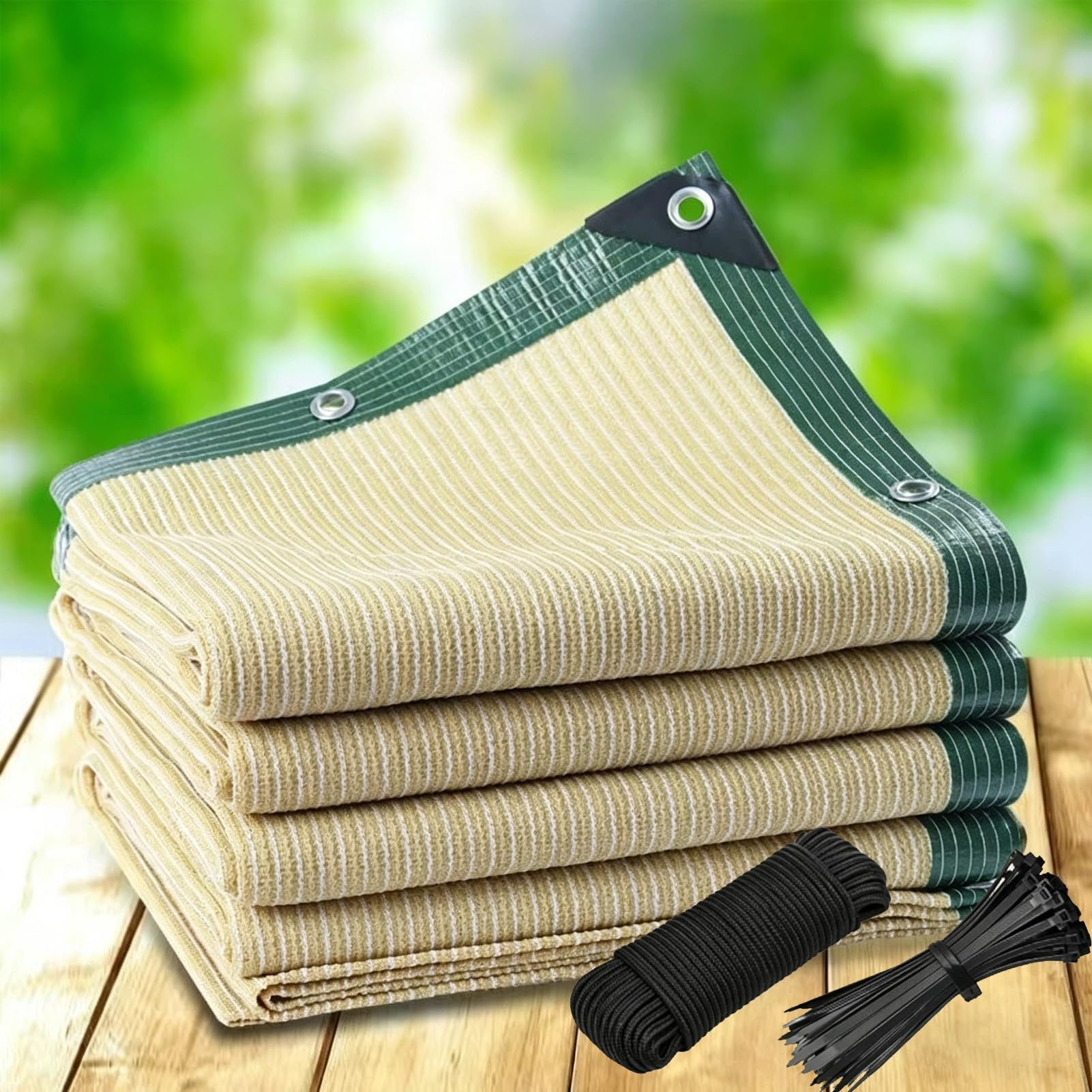 Voile d'ombrage respirant en HDPE, toile occultante anti-UV avec oeillets et corde