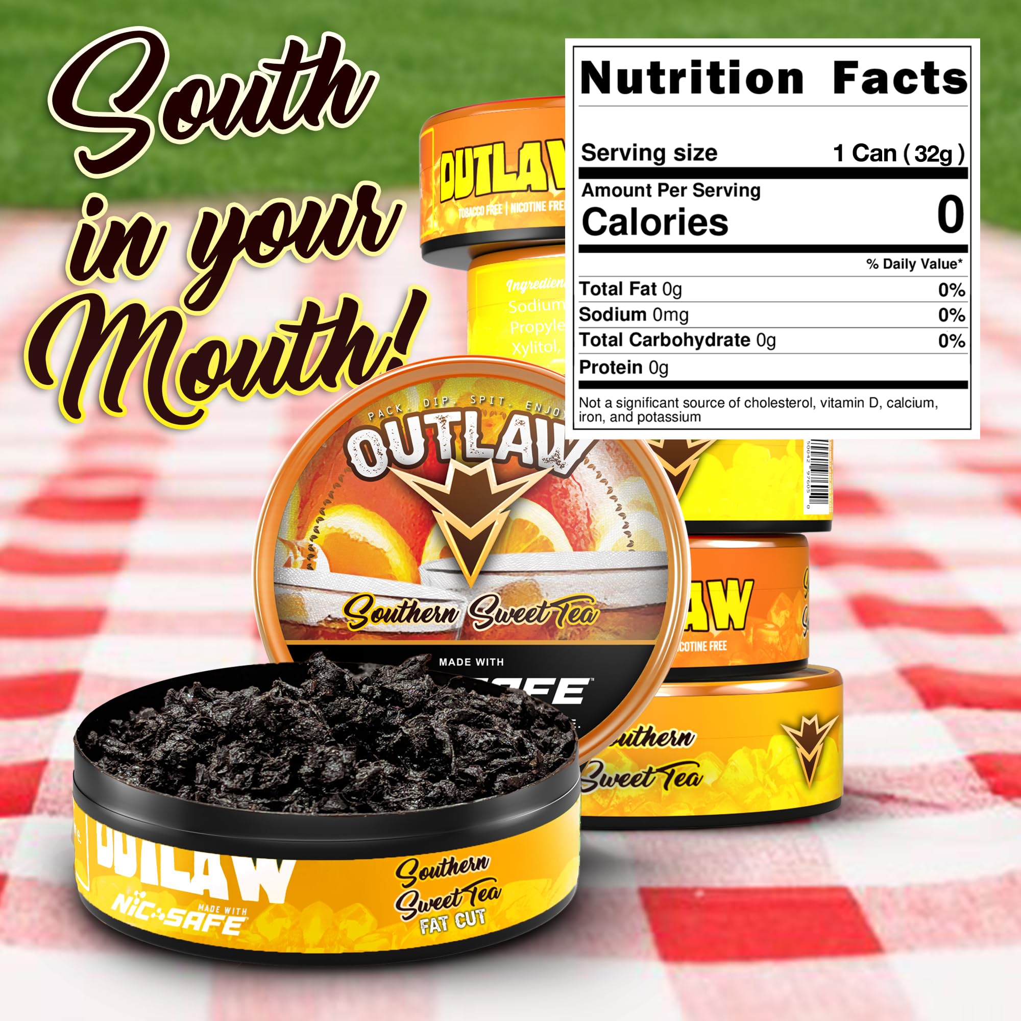 southern dip tobacco Outlaw Southern Sweet Tea NiC-SAFE™ Fat Cut - 6 Pack - Nicotine Alternative