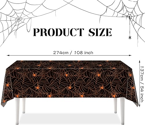 Miniatura 9 de TREWAVE Paquete de 3 manteles rectangulares de tela de araña de Halloween, manteles de plástico de gran tamaño para decoración del hogar,