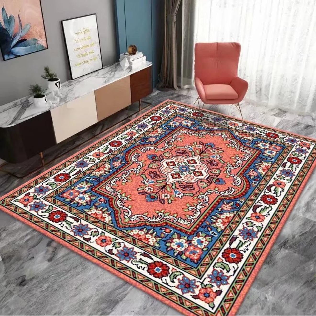 Amazon｜[VANDROUP] カーペット ペルシャ絨毯 レトロ ラグ