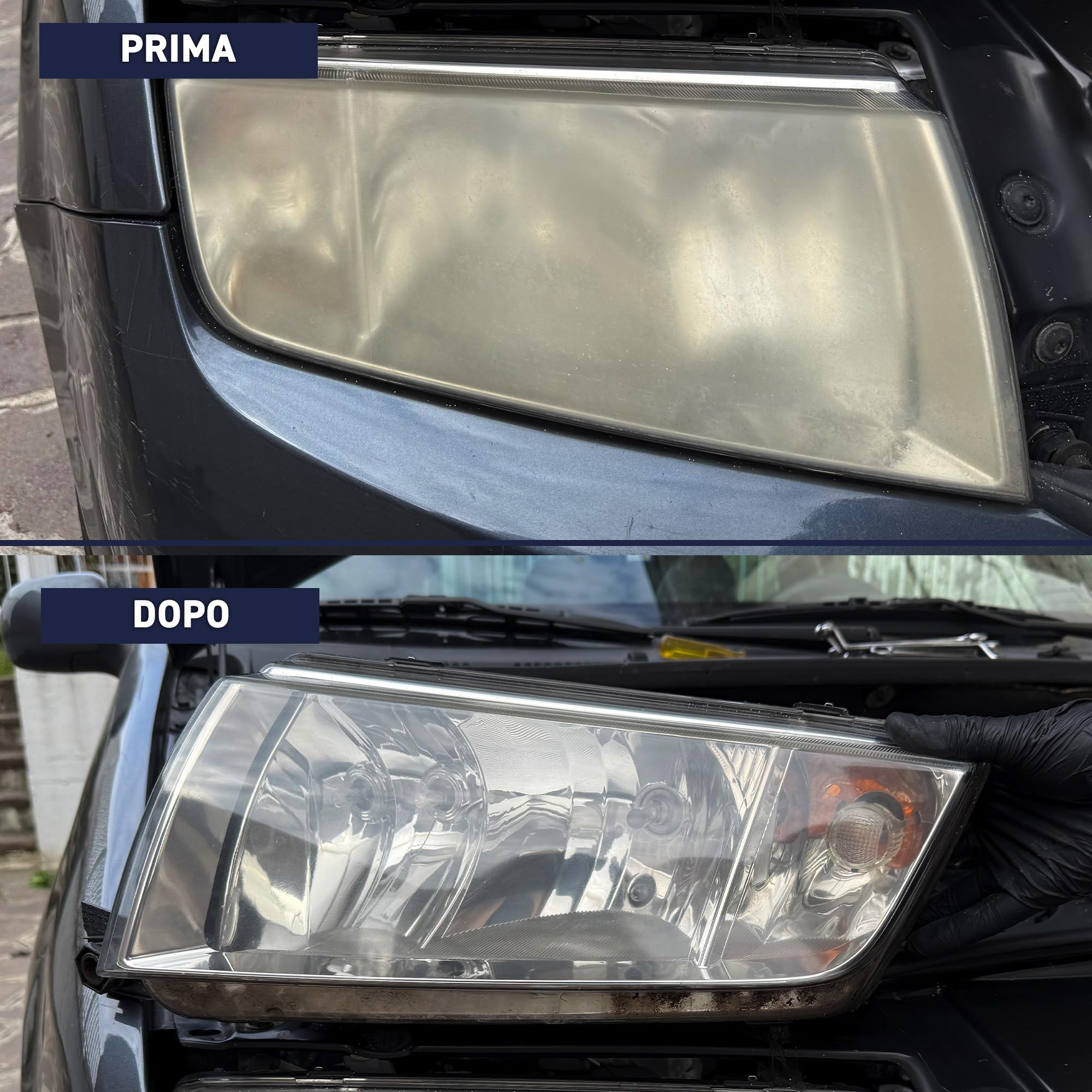 Ma-Fra Kit Regénera Fari, Composto da 16 Carte Abrasive, Polish Lucidante e Sigillante Spray, Ripristina Aspetto Originale dei Fanali Auto e Migliora l'Efficacia delle Luci, Rimuove Effetto Opaco
