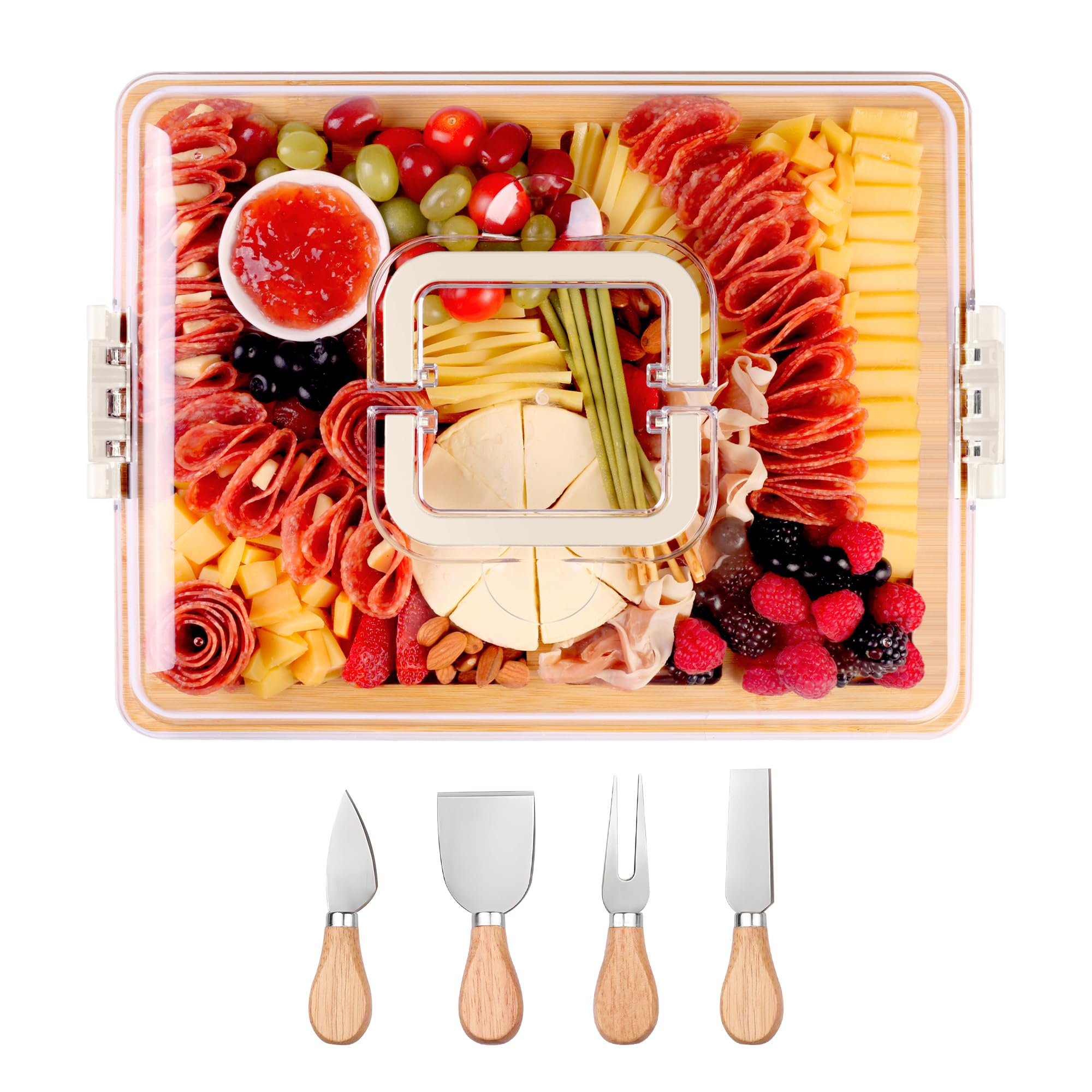 Portable Charcuterie Board with Lid - Travel Cheese Board -14 Portable Charcuterie Board with Lid - Travel Cheese Board -14
