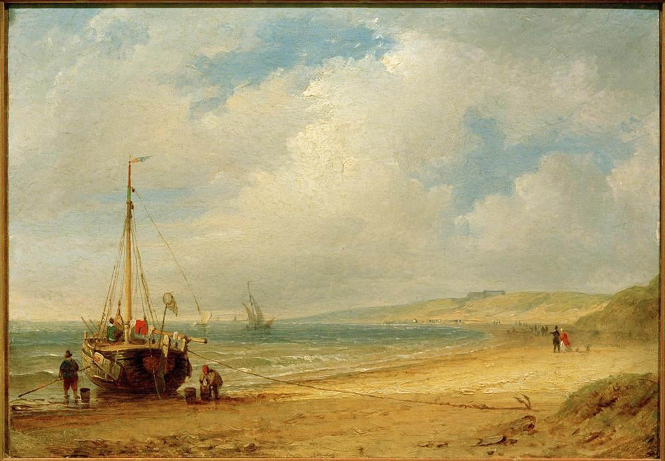 ARTXLXXBN Famous Prints Artwork Pictures Poster Painting Art Carl Morgenstern Coastal Landscape Near Scheveningen by Carl Morgenstern Artwork Landscape Pictures for Home Decor 60x90cm
