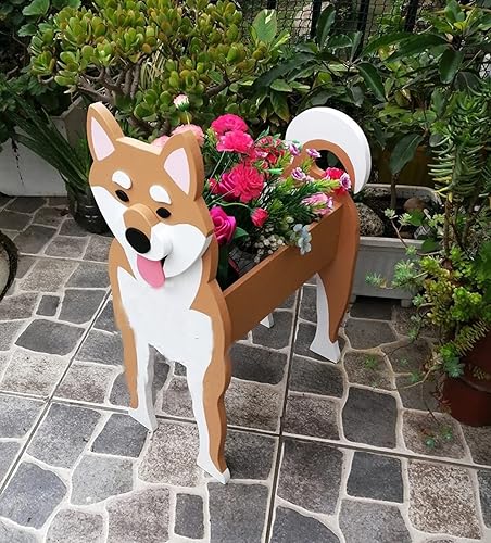 Miniatura 7 de Lindas macetas de jardín para suculentas Shiba Inu, maceta de PVC con drenaje Cocker Spaniel para plantas de interior, jarrón de escritorio único y