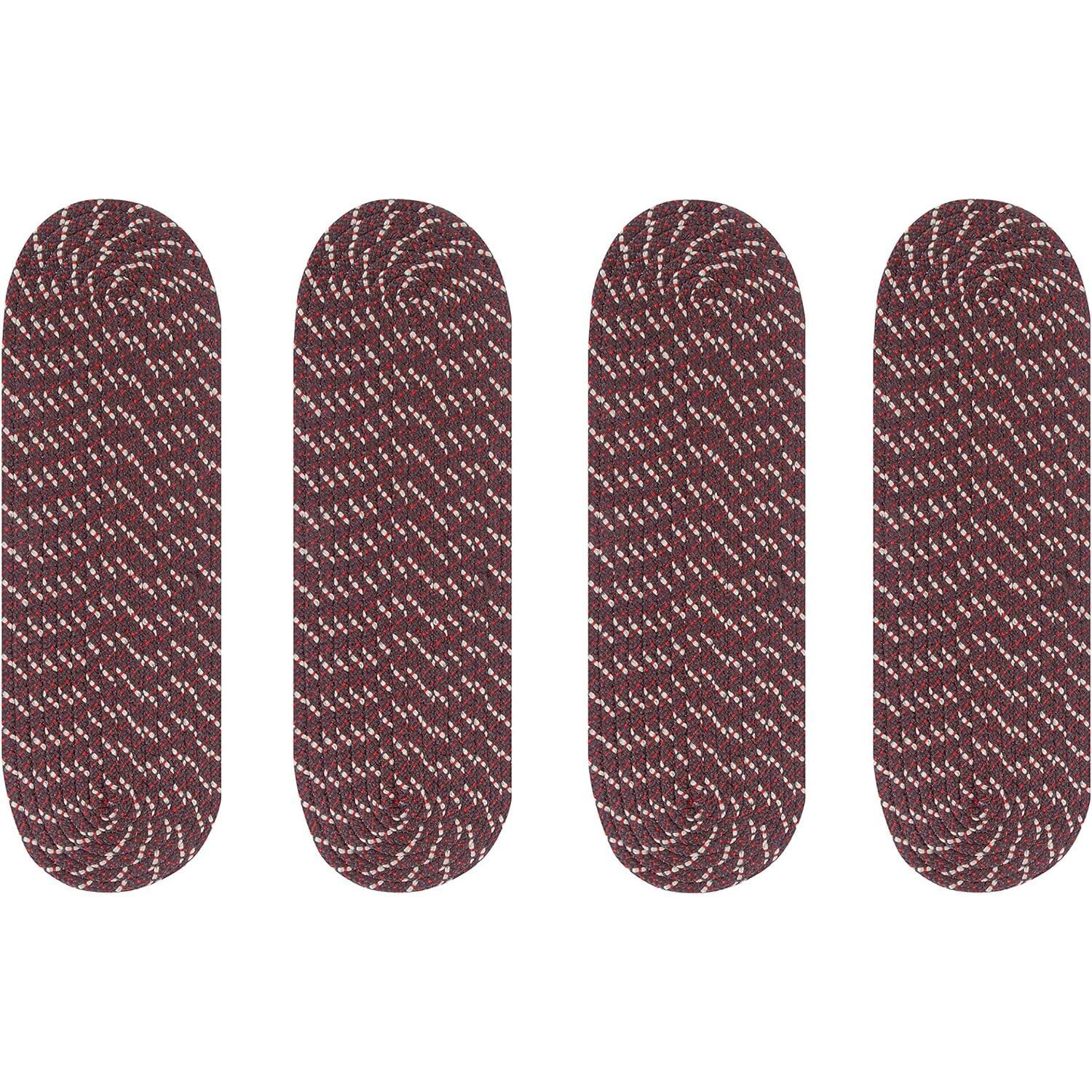 Better TrendsCountry Braid Collection 4-Piece Set Durable & Stain Resistant Reversible Strair Treads 100% Polypropylene in Vibrant Colors, 9" x 29" Oval, Brown Stripe
