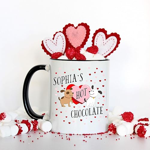 Personalized Hot Chocolate Mug for Kids with Two Cute Puppies, Hot Chocolate Bombs, Marshmallow Bombs Ideas, Valentine's Day Gifts for Kids under