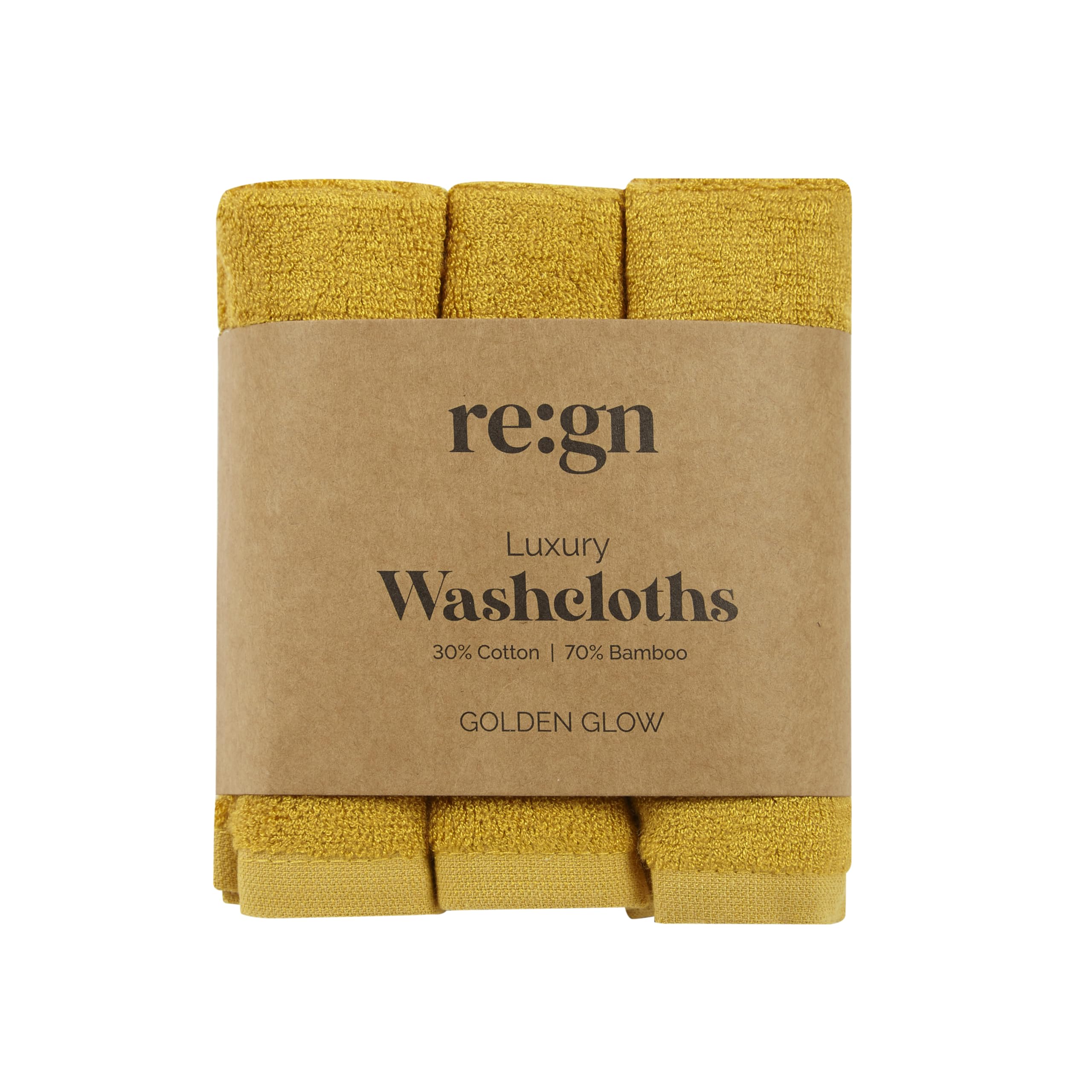 Re:gn Grey/Golden Luxury Bamboo Face Cloths - 3 Pack