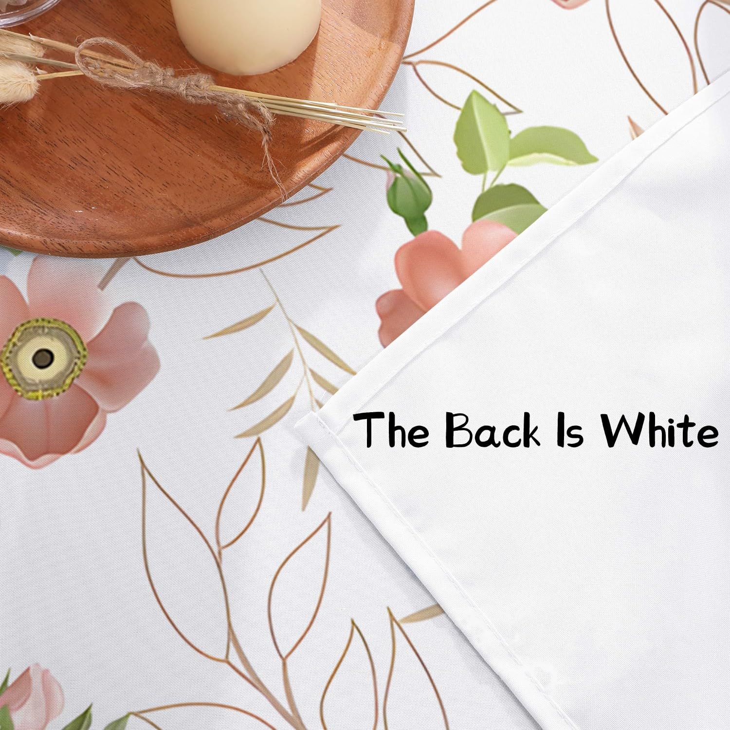 Liane Florale Pêche Nappe Impermeable Ovale 180x240 cm Feuille Dorée, Nappe de Table Botanique en Tissu Polyester, Décoration Nappe Lavable et Anti-Tache, G-8