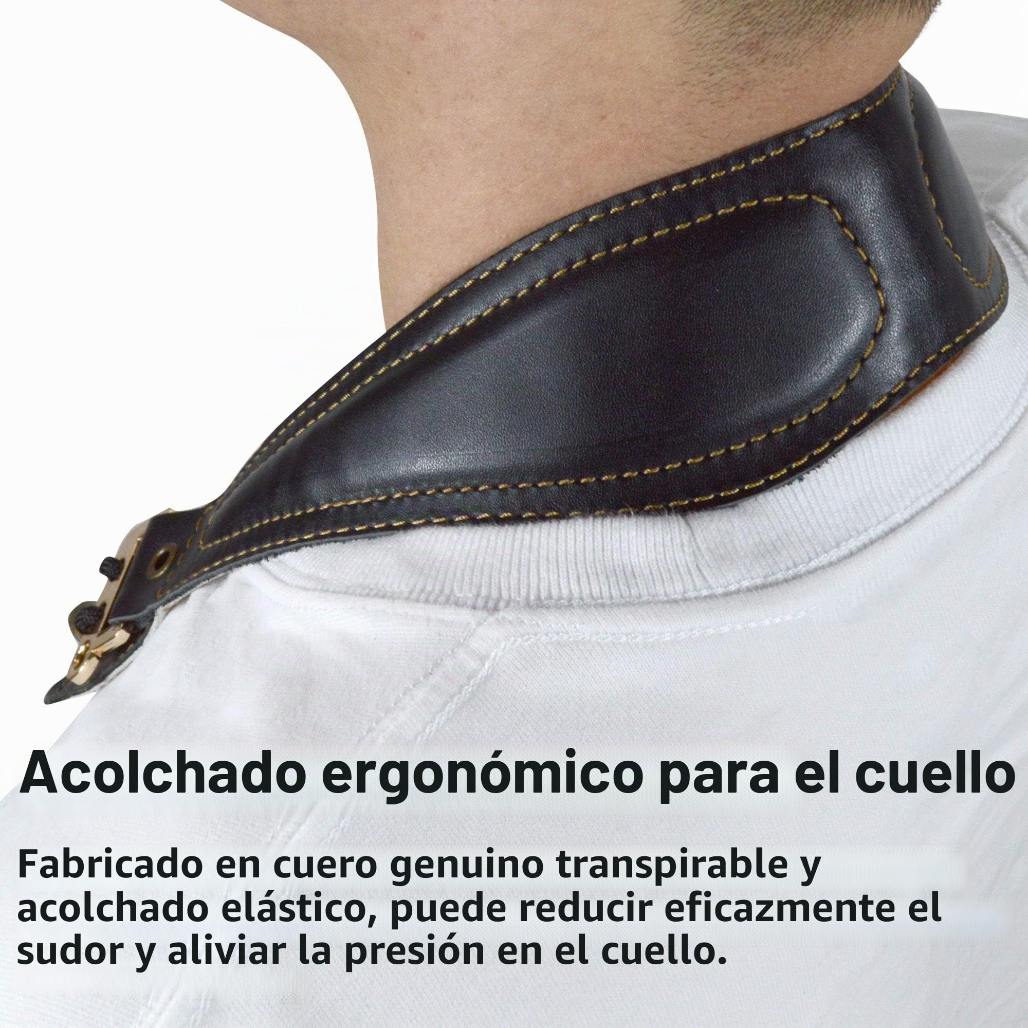 adorence Preminum - Correa para el cuello del saxofón (hecha a mano con piel auténtica, almohadilla transpirable y gancho de metal), diseño ergonómico de correa para saxofón