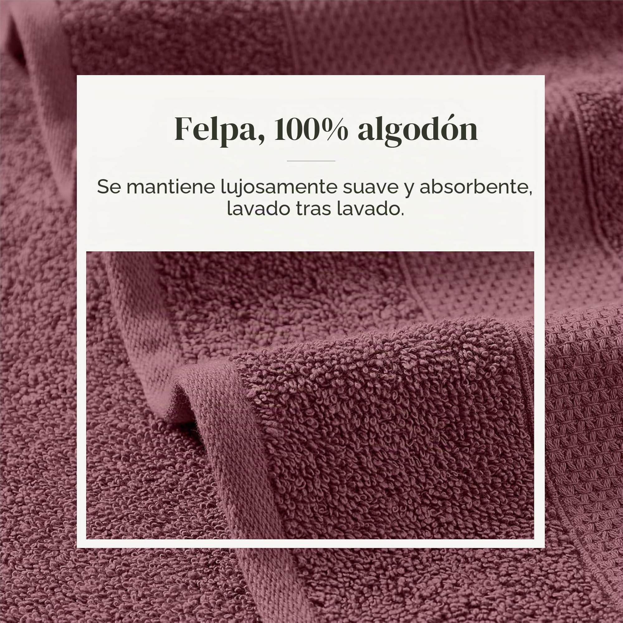 Modern Threads, Pax, Juego de Toallas Reversibles de Jacquard teñidas, Toallas de baño, Mano y paños, súper absorbentes y de Secado rápido, 100% algodón Peinado, 6 Unidades, Rosa Palisandro