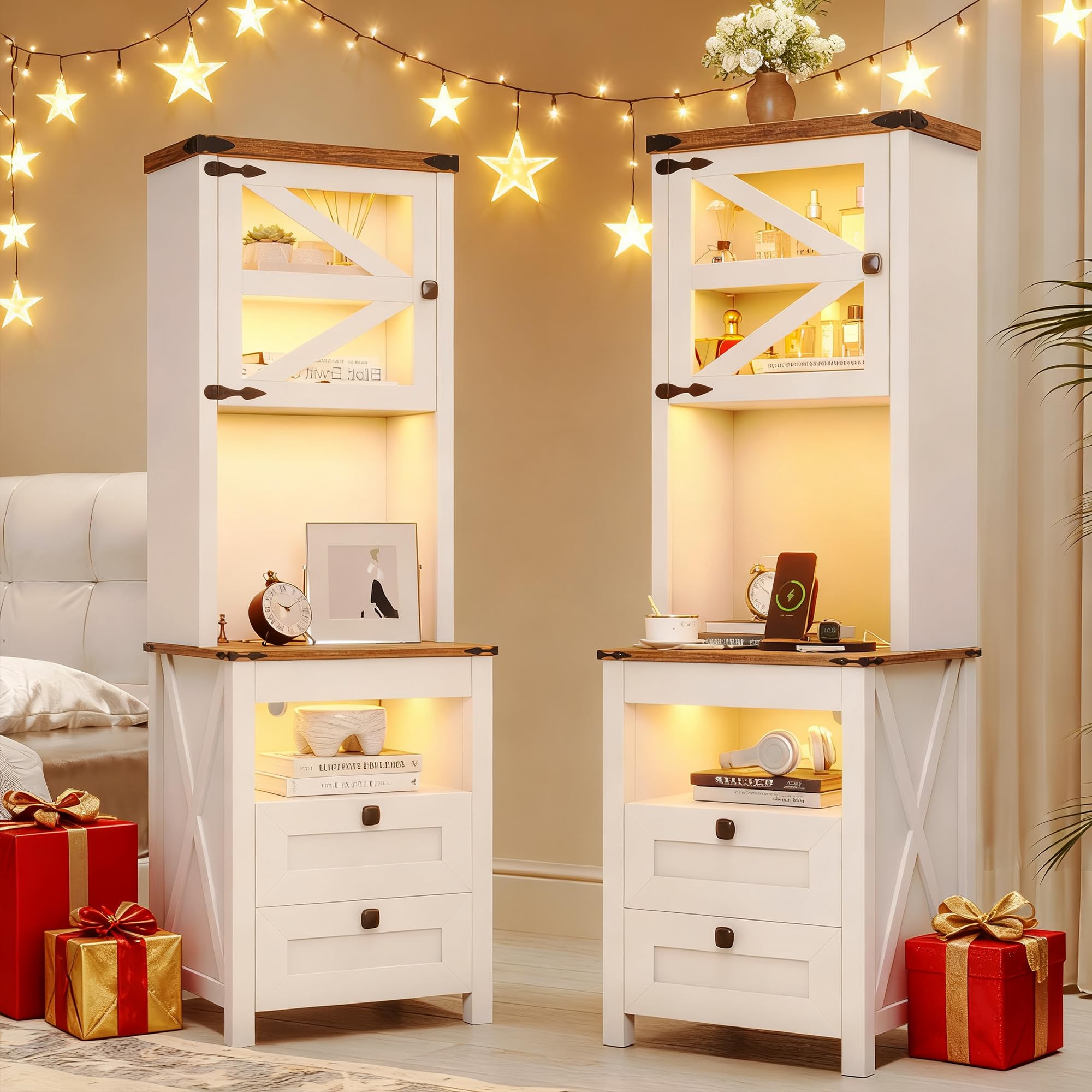 Amazon.com: HWB Tall Nightstands Set of 2 with Gun Drawer