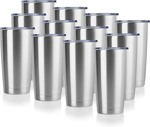 DOMICARE Vaso de acero inoxidable con tapa, doble pared aislada al vacío, taza de viaje, taza de café aislada con recubrimiento de polvo duradero