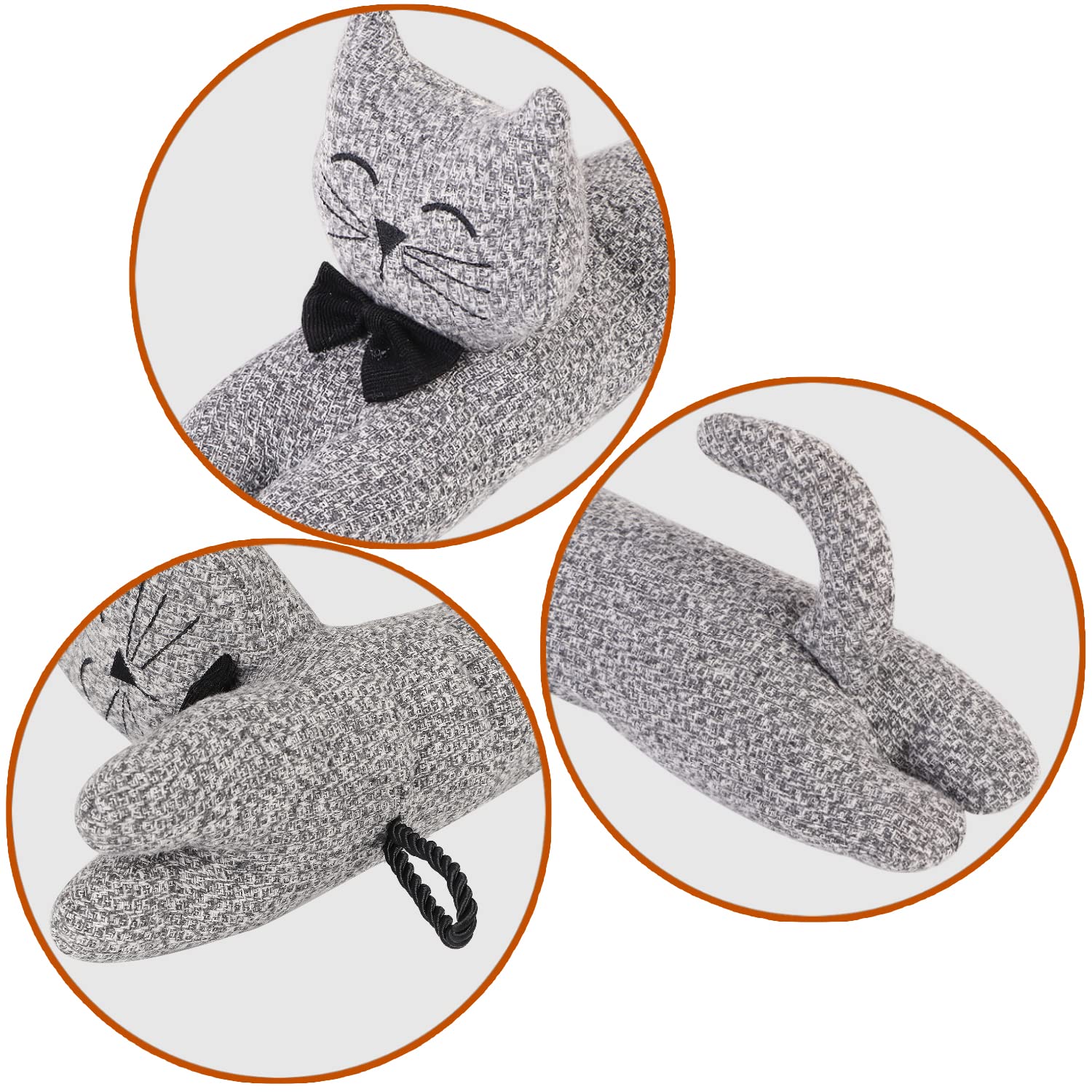 Robuster Zugluftstopper für die Tür, 91,4 cm, 1,4 kg, dekorativer schalldichter Tür-Zugluftblocker, energiesparender Zugluftschutz, graue Katze
