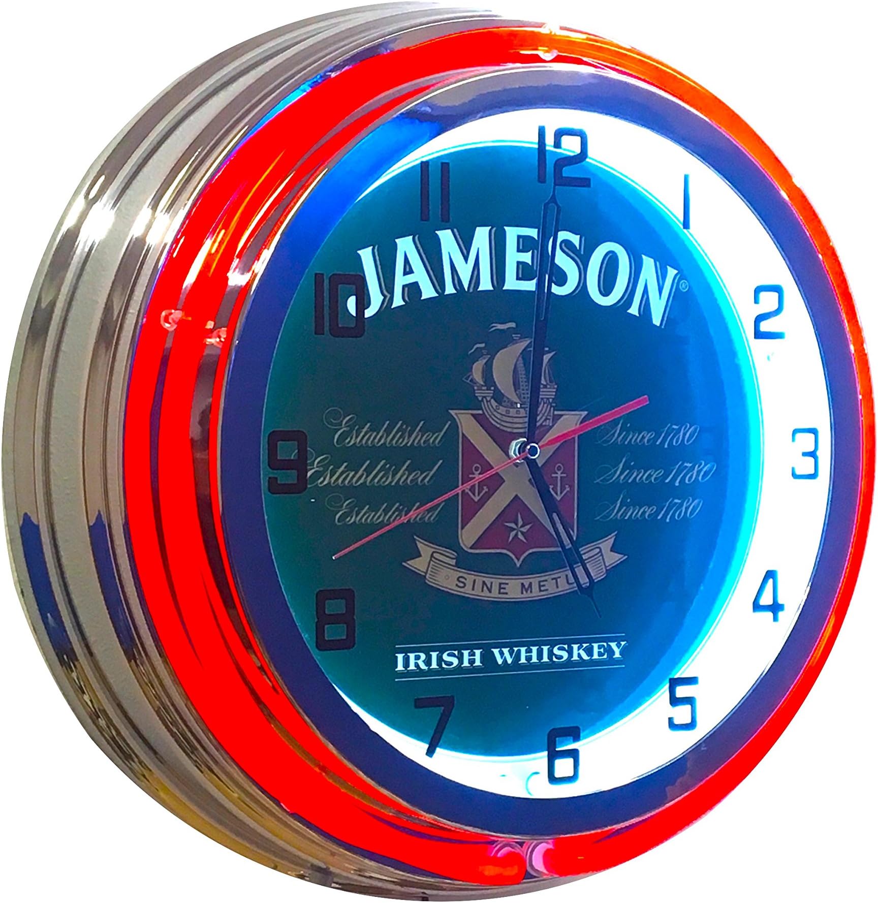 Jameson Irish Whiskey Sign - 19 Inch Diameter Neon Clock