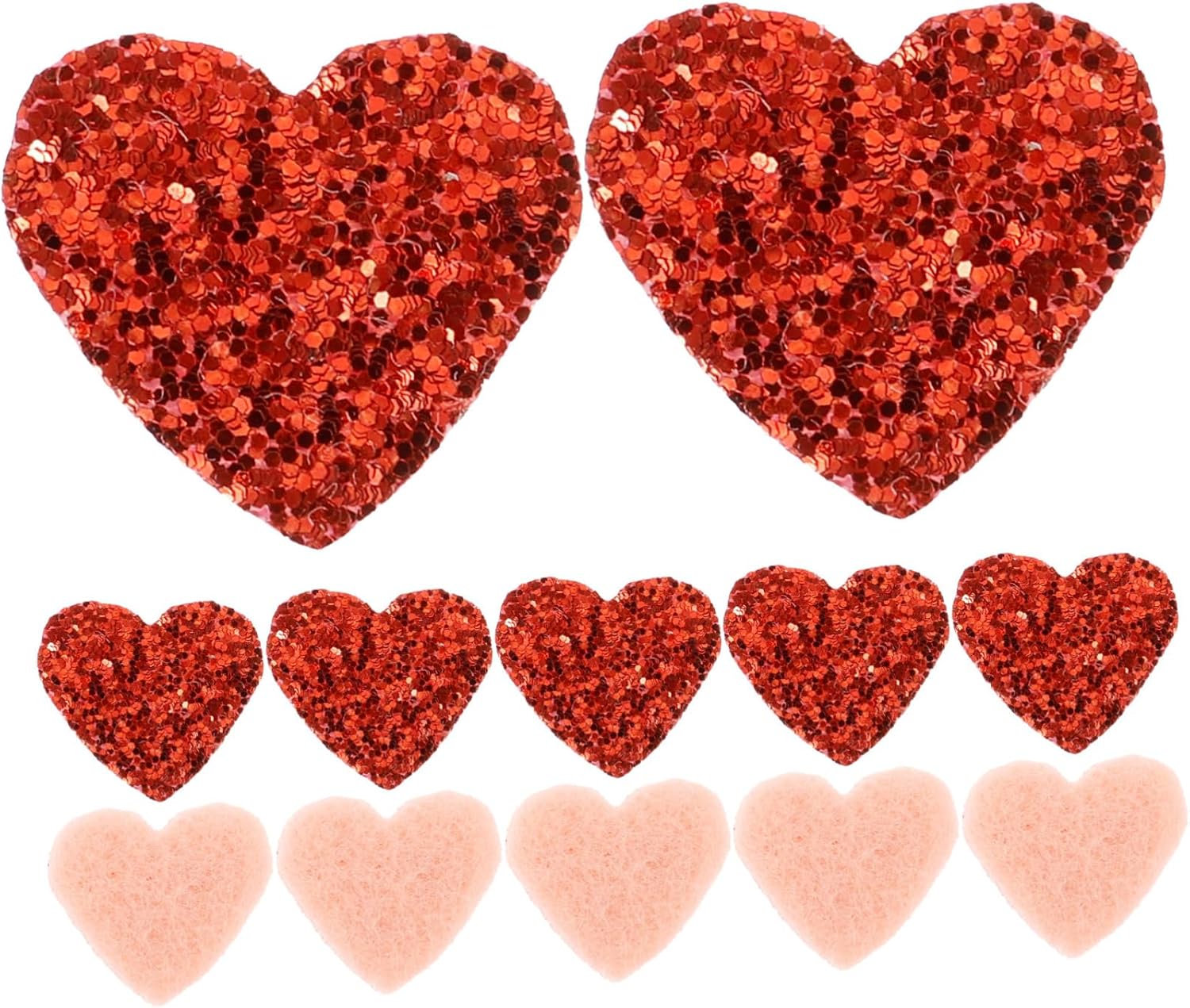 Operitacx 200pcs Heart Shape Sequin Patches Decorative Supplies for Crafting Clothing Shoe Embellishments Adornment Patches Charming Glitter Designs