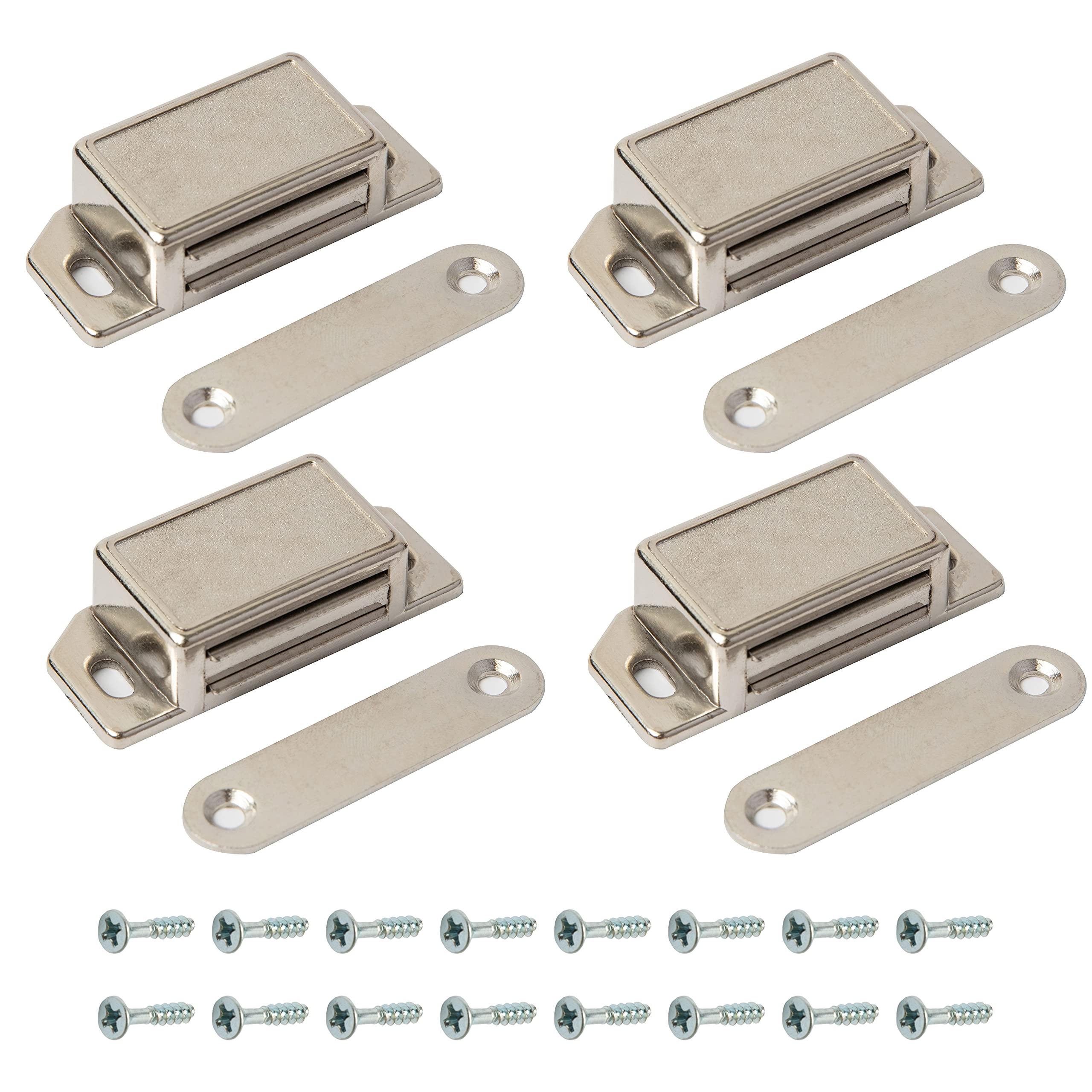 Cupboard Door Magnets Harmac House 4 Pieces Heavy Duty Magnetic Door Catch Cupboard Cabinet Wardrobe Door Satin Chrome Magnet Latch 10kg