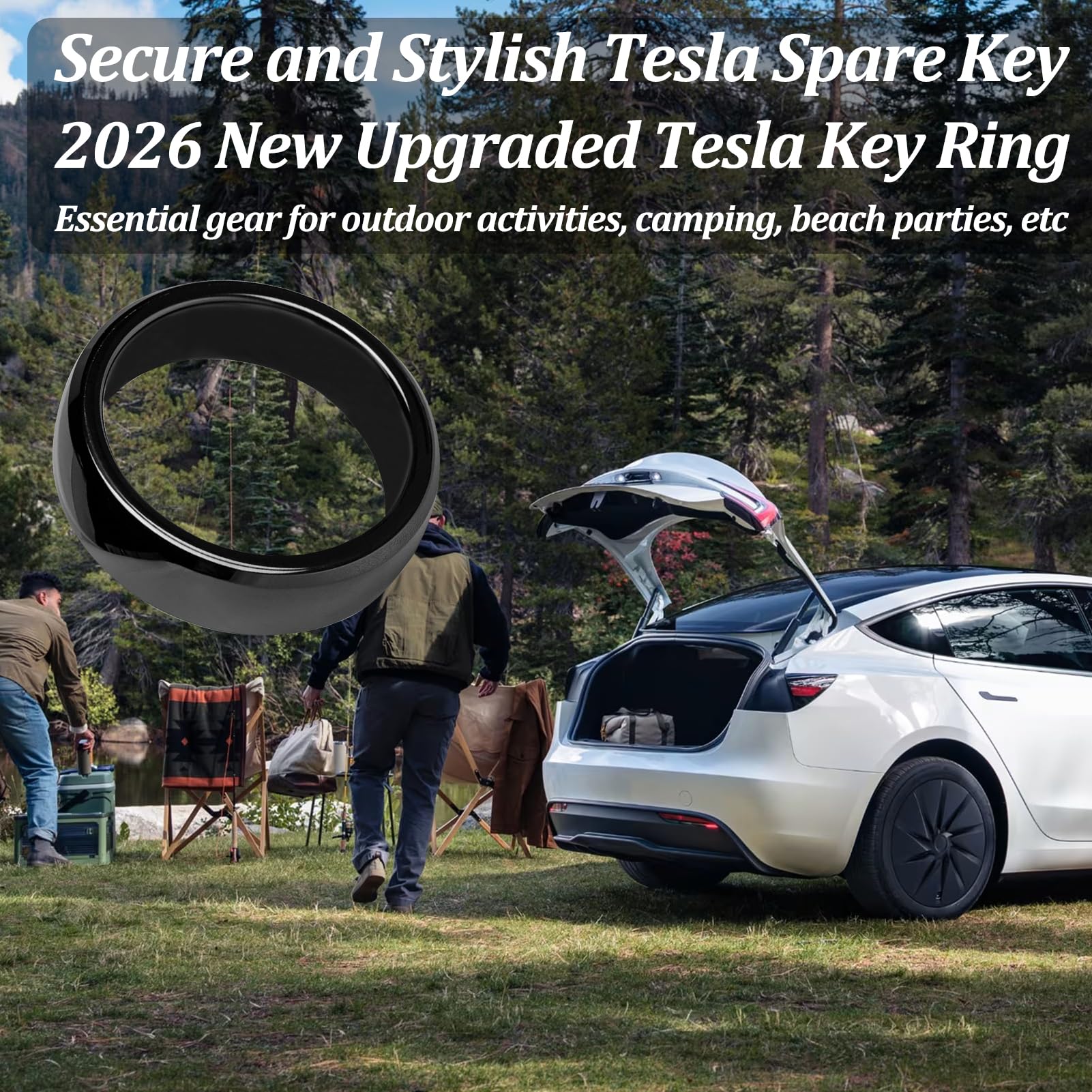 Portachiavi in ceramica RFID Tesla Smart Ring per Tesla Model 3/Y/X/S, ricambio per portachiavi e porta aperta (#7)