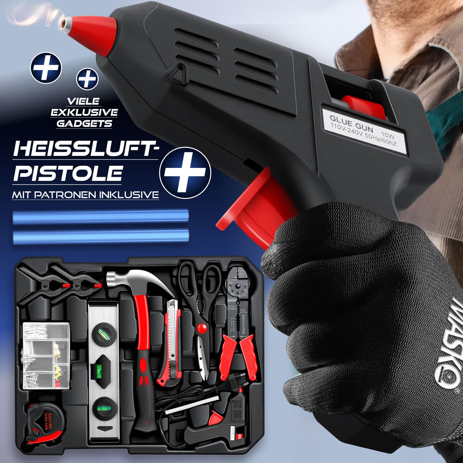 MASKO® Cassetta degli attrezzi portatile con utensili | 969 Pezzi Set di Attrezzi in Valigetta di Alluminio con Ruote per Fai da te | Cassetta porta attrezzi a mano | Strumenti professionali Nero