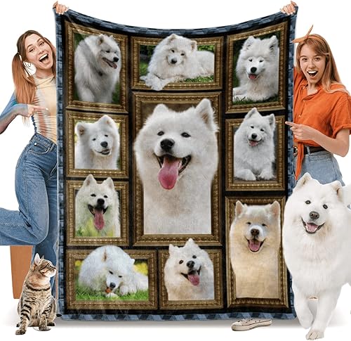 Manta samoyedo para mujeres hombres y niños regalos samoyedo para amantes de los perros samoyedos mantas de franela suaves y acogedoras ligeras y