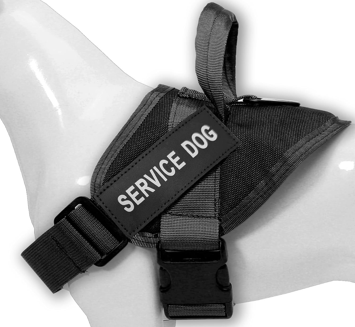 Service Dog Harness with Handle – No-Pull Tactical Dog Vest for Large Dogs, Military Style Heavy-Duty Tactical Dog Harness with Cushioned Soft Underpad that Doesn’t Collect Dog Hair; Black (L)