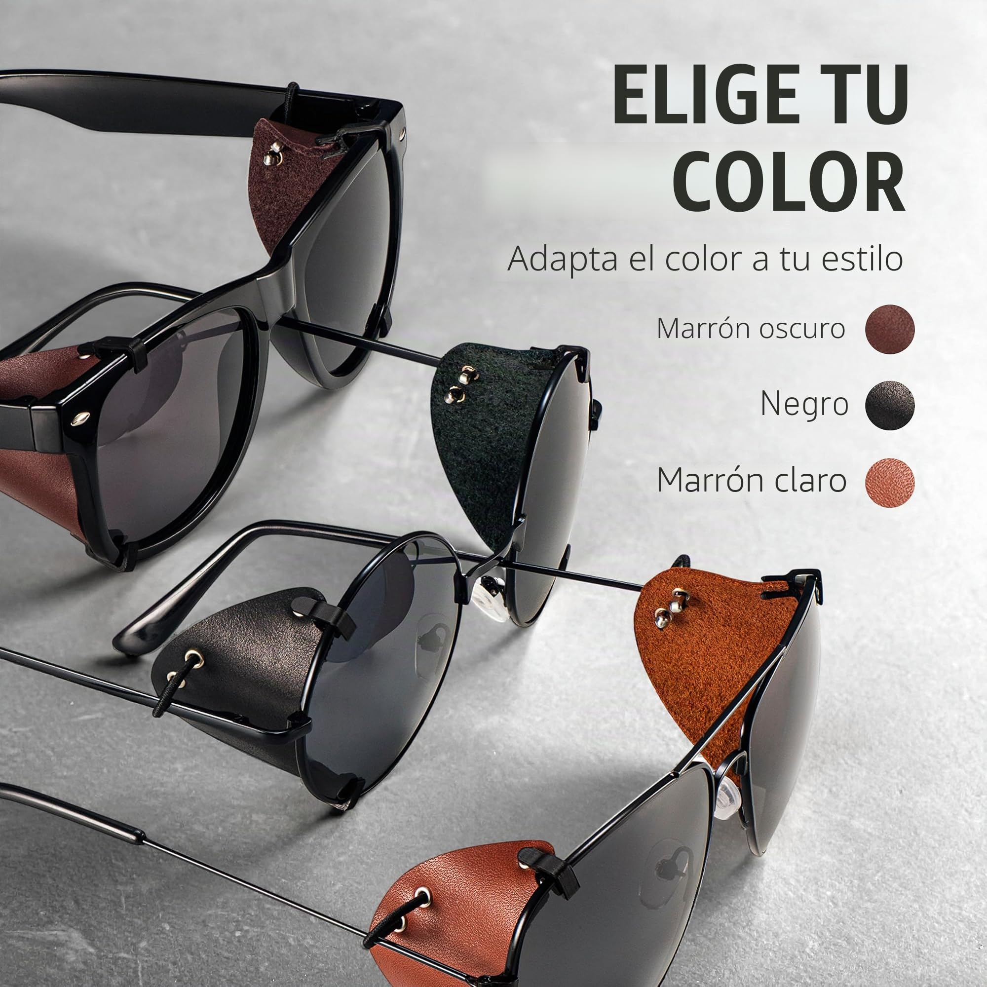 Negro Protector lateral desmontable para gafas de sol, protector lateral de cuero para proteger sus ojos, protector lateral universal