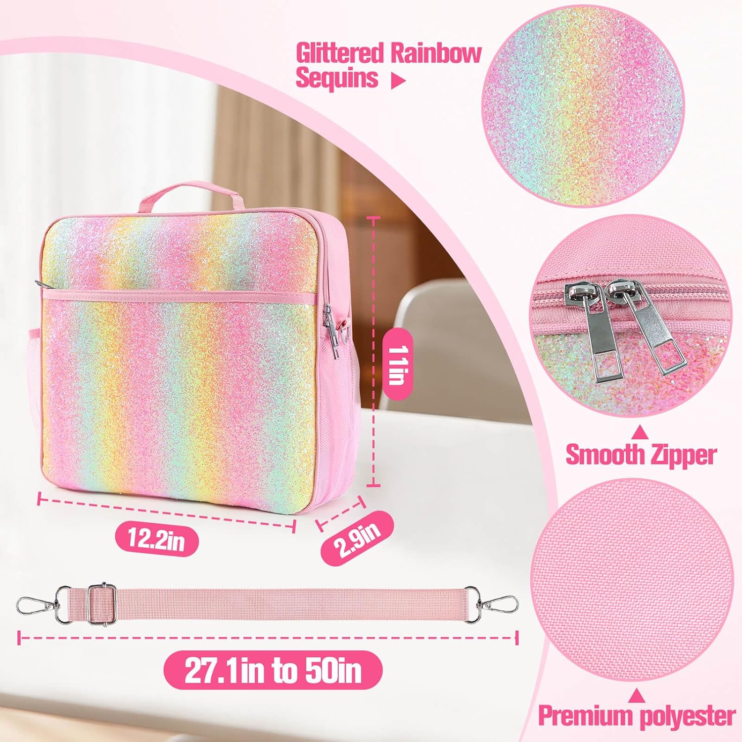 2-7 Girls Tote Compatible with LeapStart Learning System/Success Bundle, Crossbody Bag Case for Leapfrog Learning Toys