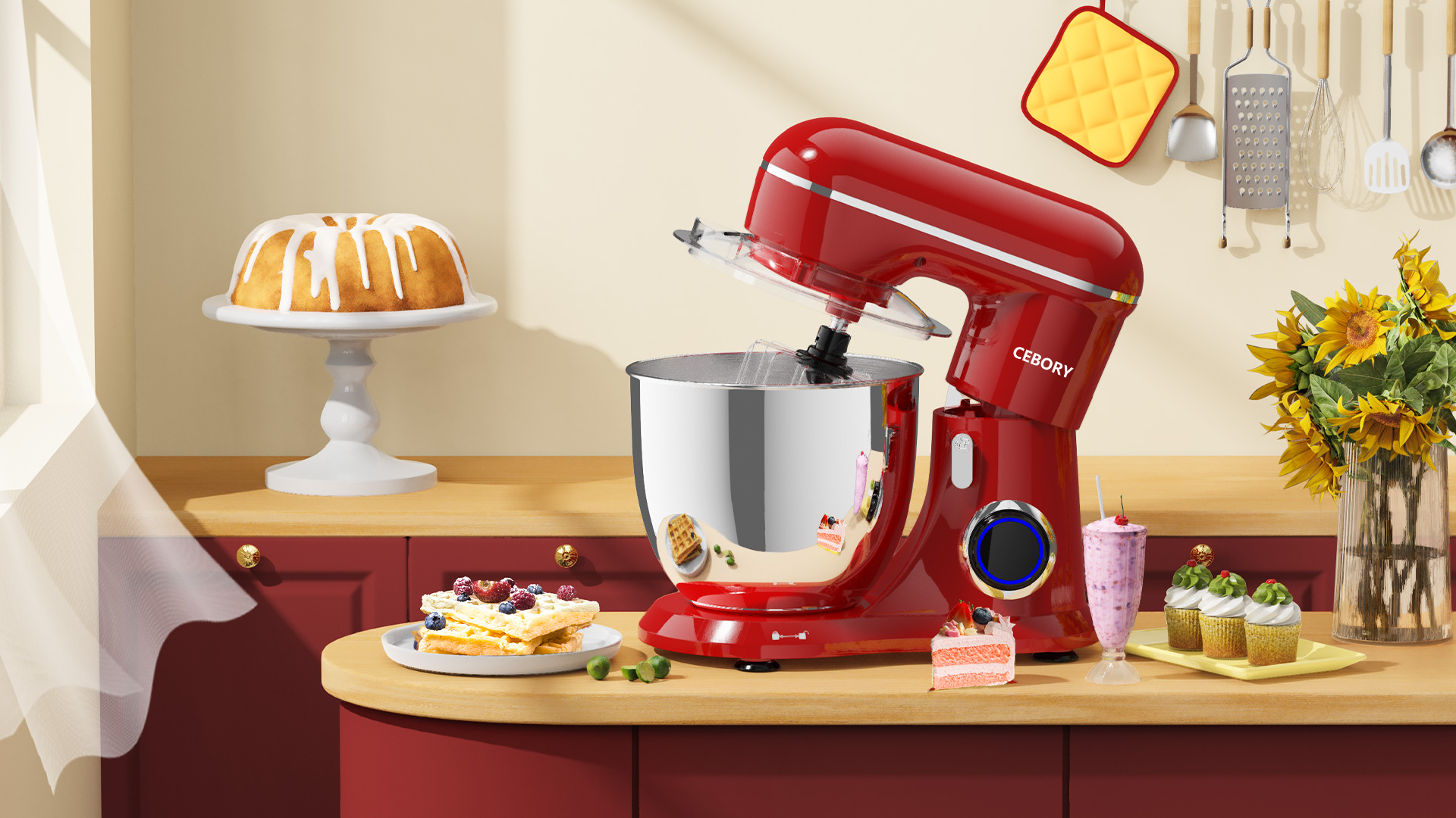 Amazon.com: CEBORY 3-IN-1 Electric Stand Mixer, 6.5QT Bowl 660W 10