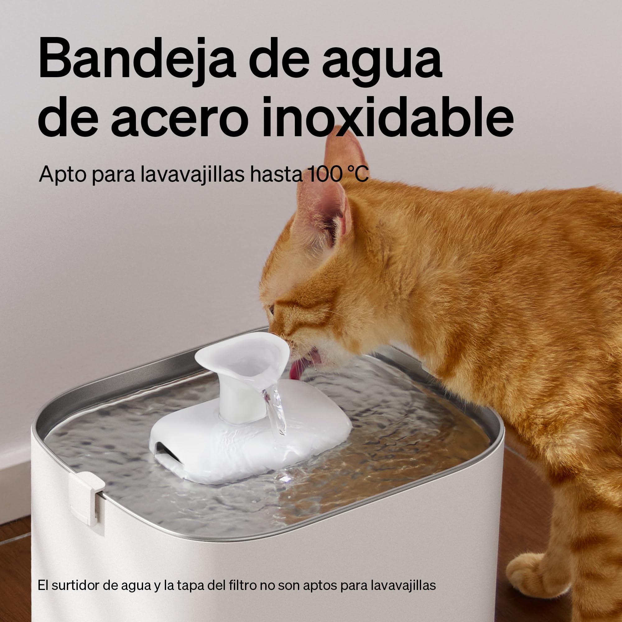 PETLIBRO Dockstream 2 Fuente Agua Gatos, Bebedero Automático App WiFi, 23dB Silencioso, Fácil Limpieza, 3L Acero Inoxidable, sin BPA — Versión Cable Alimentación, Blanco