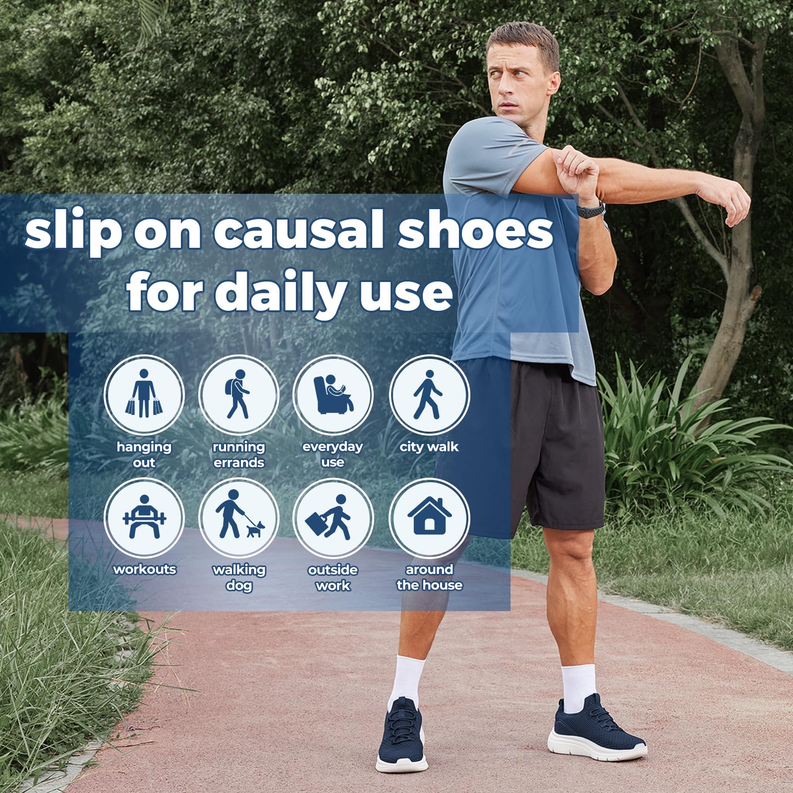 FitVille Chaussures de Course Hommes Chaussures de Sport Extra-Larges Slip-on Baskets Jogging Fitness Sneaker