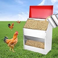 Vista 9 de shengyi Comedero galvanizado para pollo de 11.5 a 55 libras, alimentador de aves de corral a prueba de ratas con tapa, resistente a la intemperie