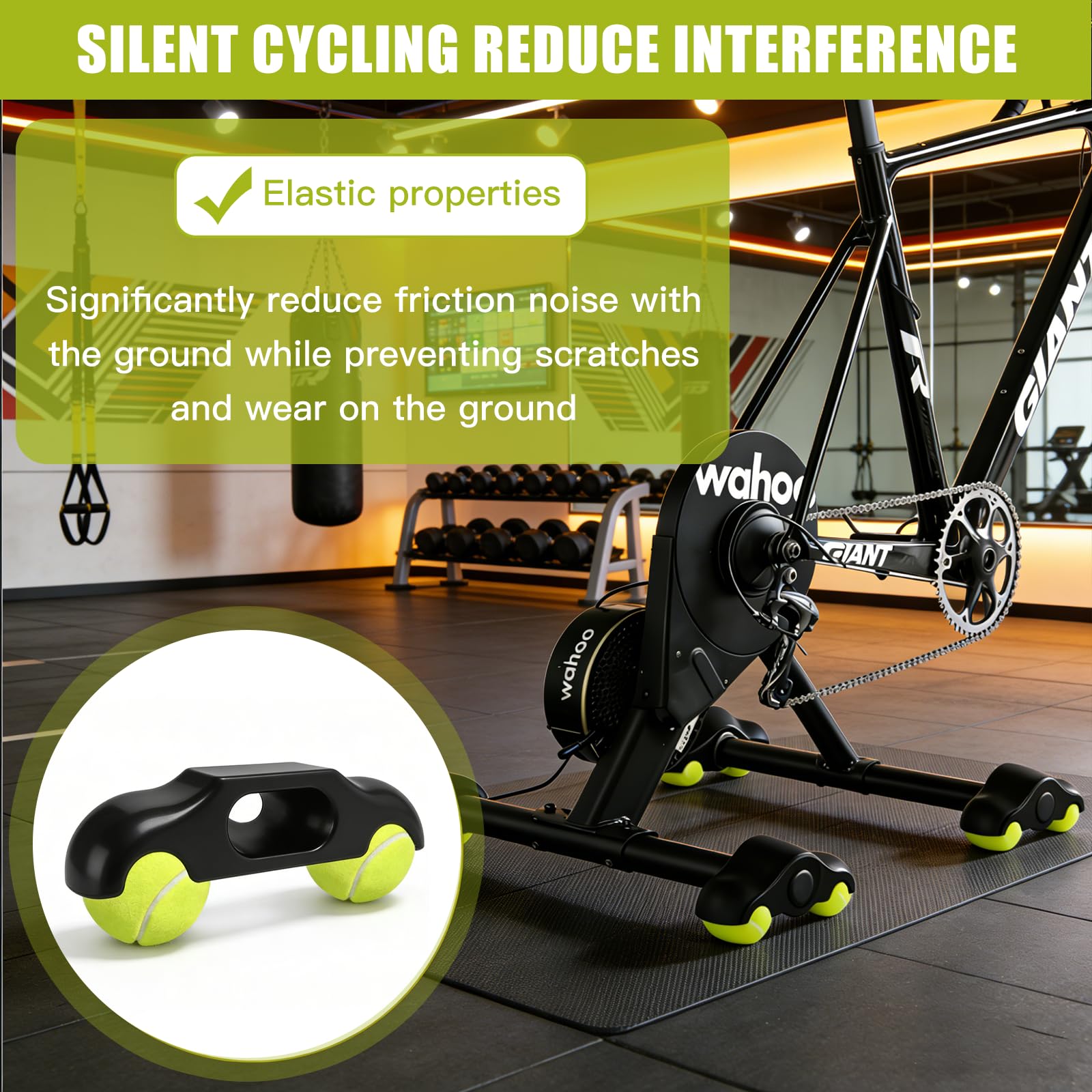 4 adattatori Rocker Plate Feet per bicicletta portatile con piedini per pallina da tennis per Wahoo Kickr Core 2 per allenamento a rulli indoor Cycling, incluse 8 palline da tennis