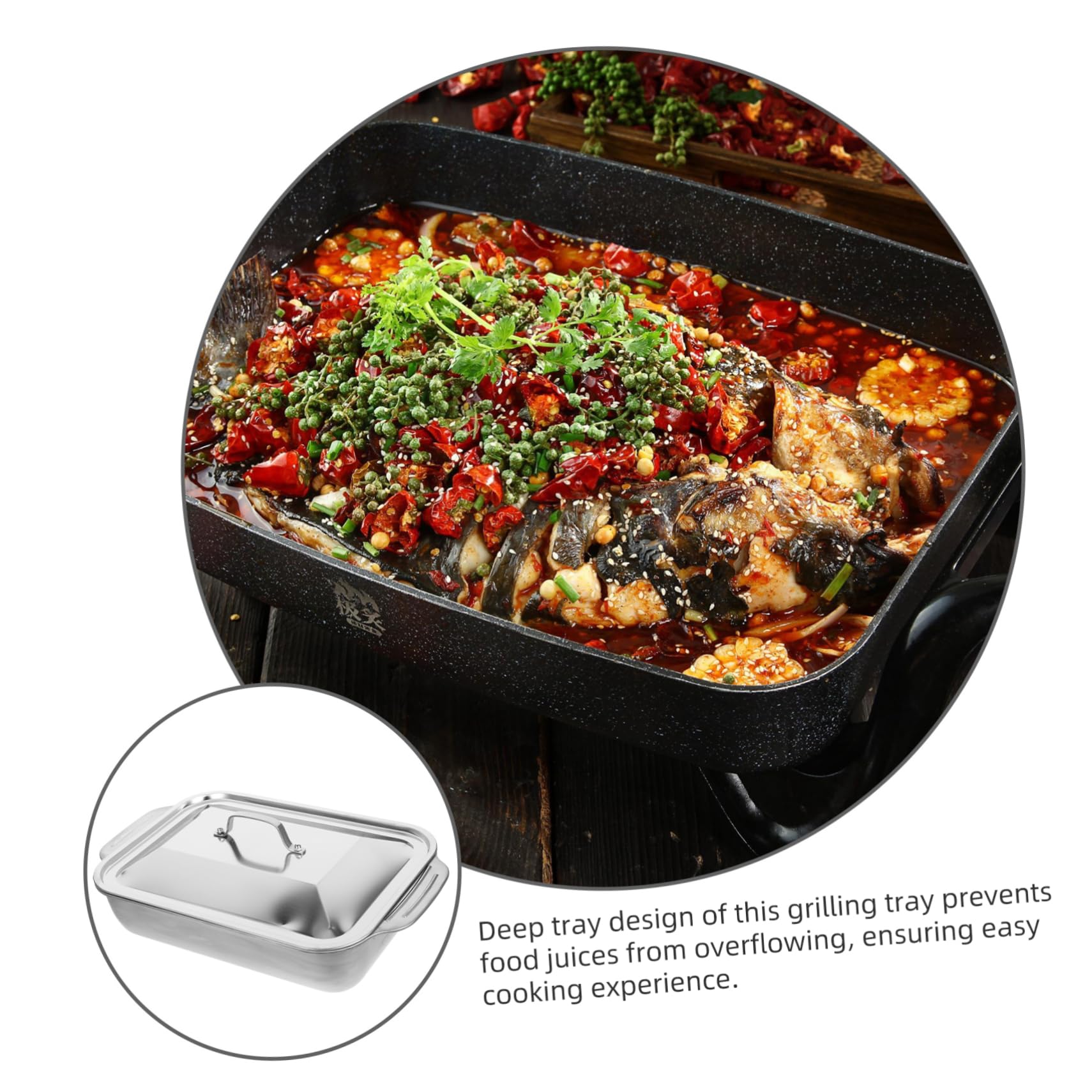 Bratreine mit Antihaft Beschichtung mit Deckel Rechteckige Bratform aus Edelstahl für Schonendes Braten und Grillen von Fisch