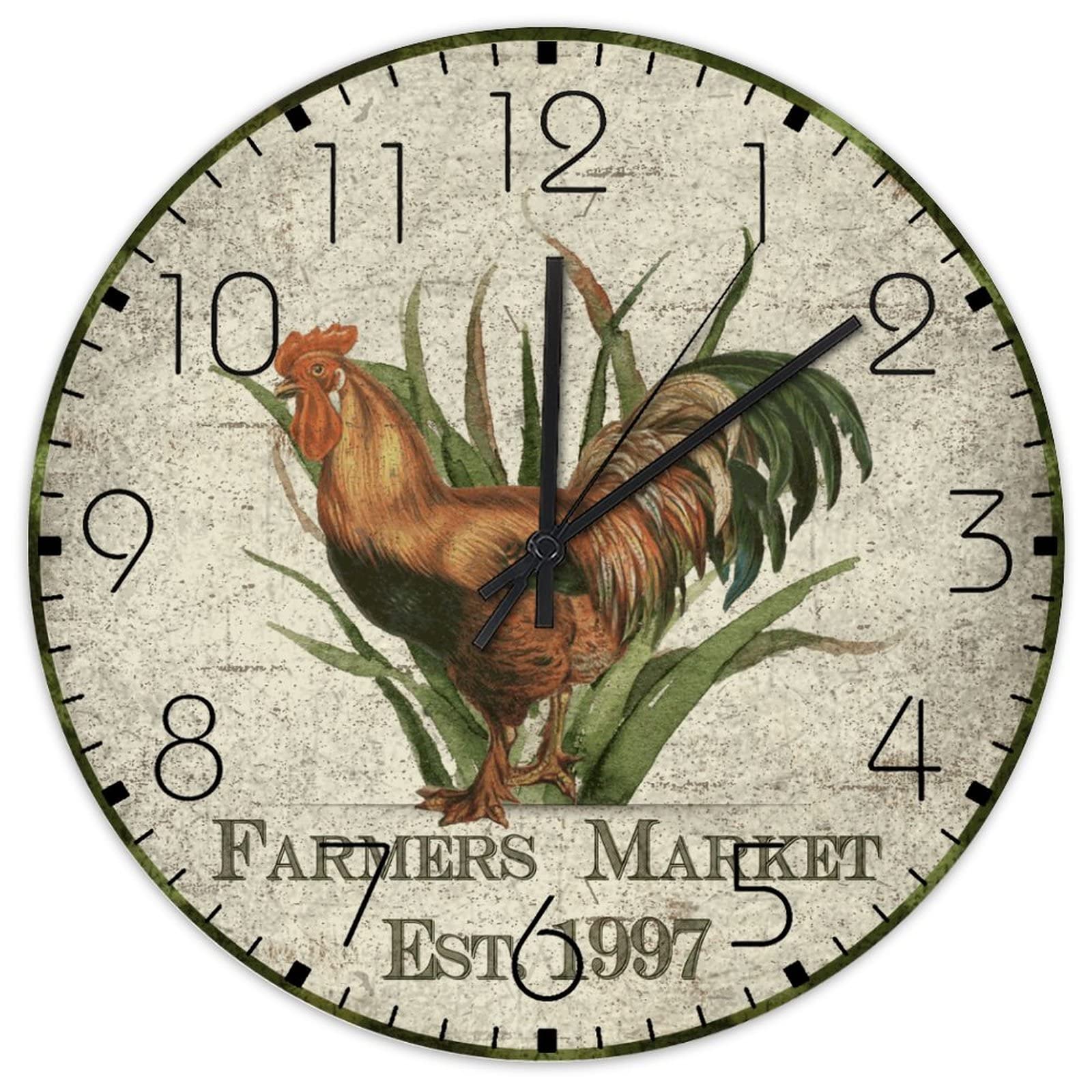 Horloge murale de 38 cm coq en bois pour décoration d'école