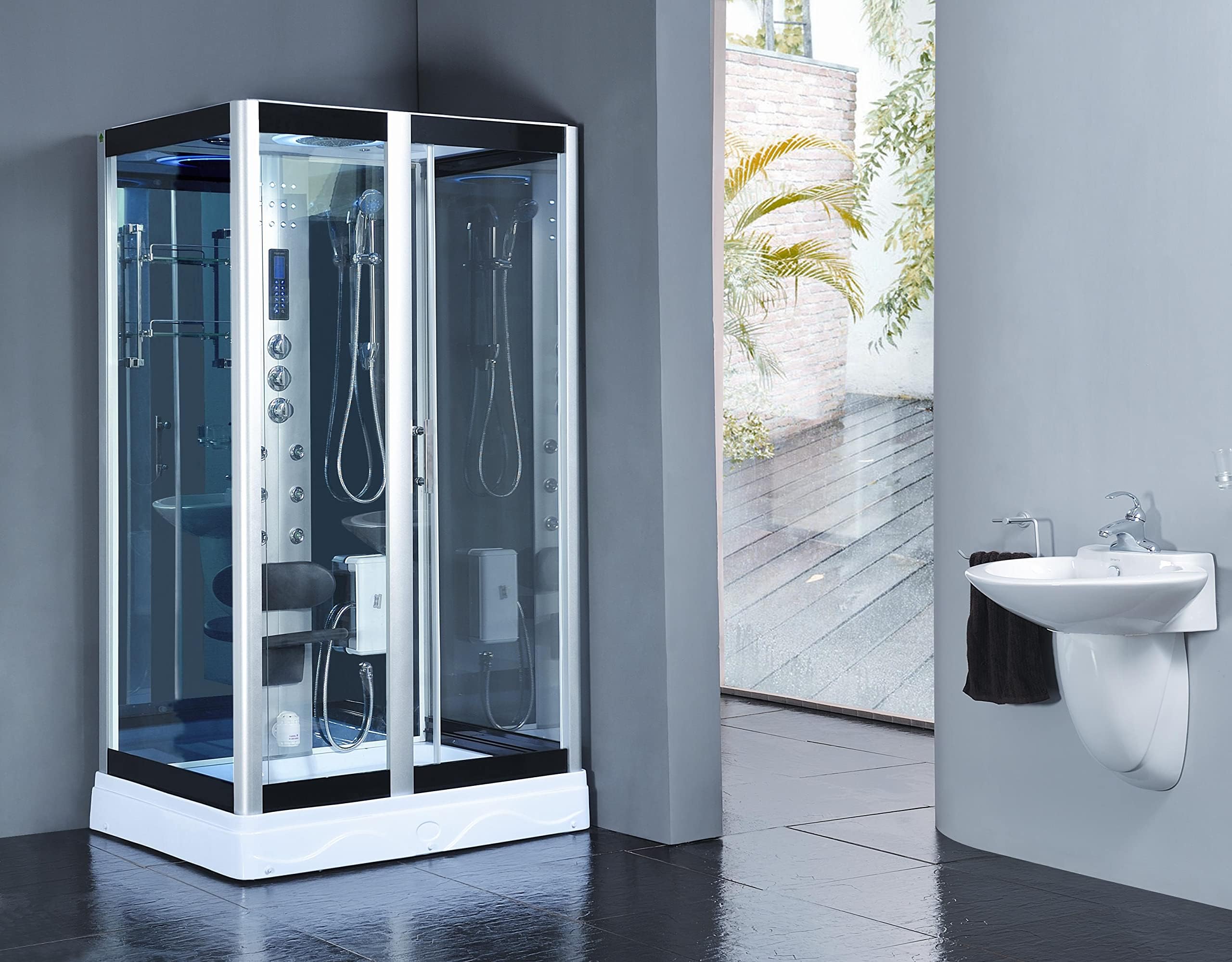 1200x900mm STEAM Shower Room Cubicle Enclosure Cabin with Massage Jets
