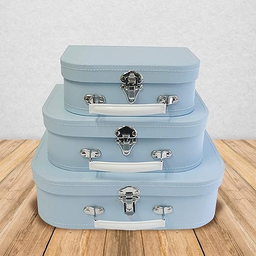 Miniatura 16 de Wald Imports - Maleta de cartón - Cajas de almacenamiento decorativas - Maleta para decoración, almacenamiento y más (Mapa de piel sintética 1) Mapa