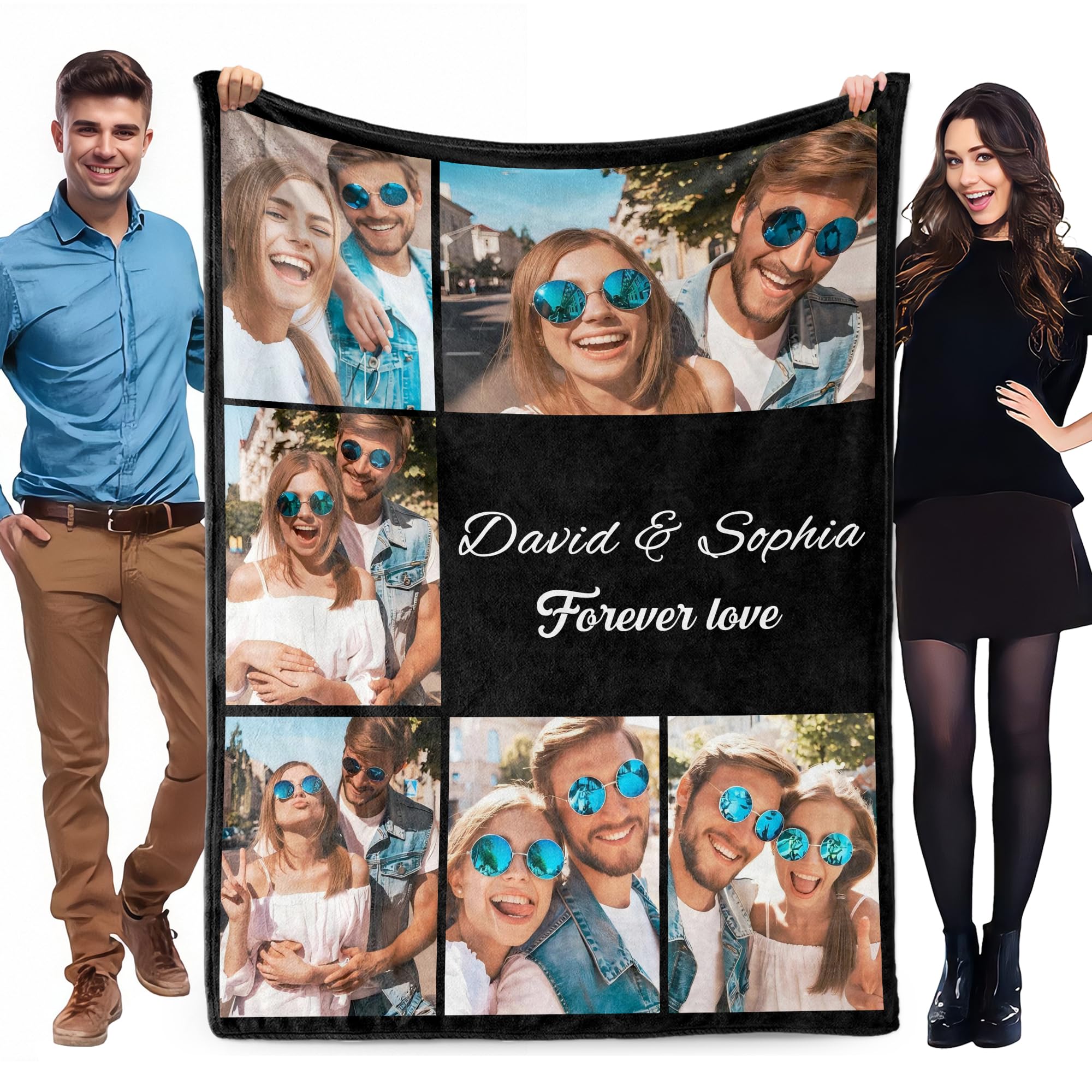 Personalised Photo Blanket for Adult Kids, Customised Blanket with Picture Text, Custom Blanekt, Personalised Christmas Valentines Anniversary Birthday Gifts for Her Women Men Him Girlfriend Boyfriend โ image 1