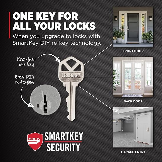Kwikset Tustin Front Door Lock Set with Deadbolt and SmartKey, Satin Nickel