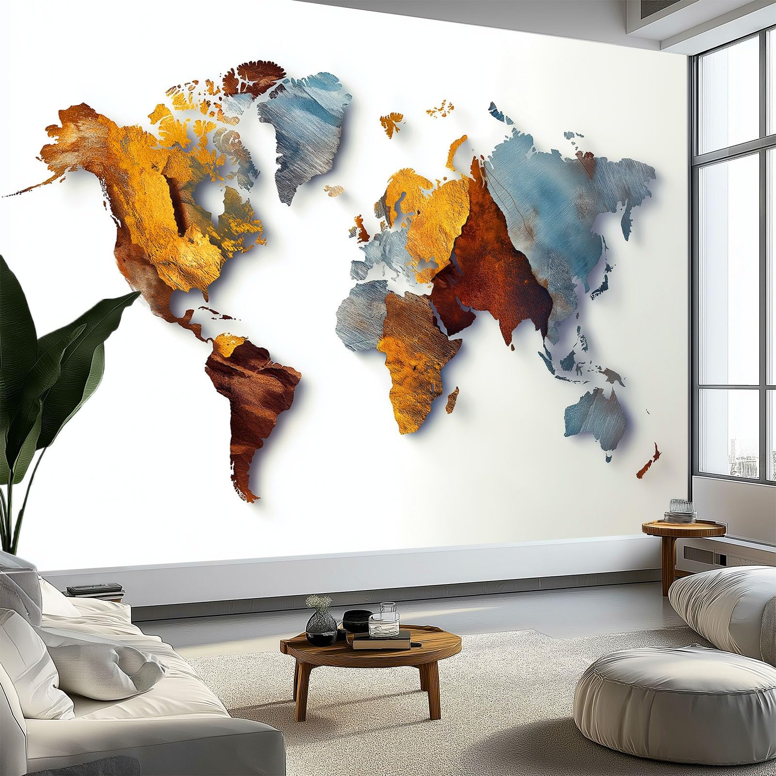 Générique Tapeta ścienna sypialnia akwarela mapa świata 400 x 280 cm, plakat ścienny obrazy gobelin, biały salon pokój dziecięcy tło ściana panoramiczna tapeta