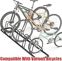 Vista 2 de Simple Houseware - Soporte de almacenamiento ajustable para 5 bicicletas, aparcamiento para suelo, color negro