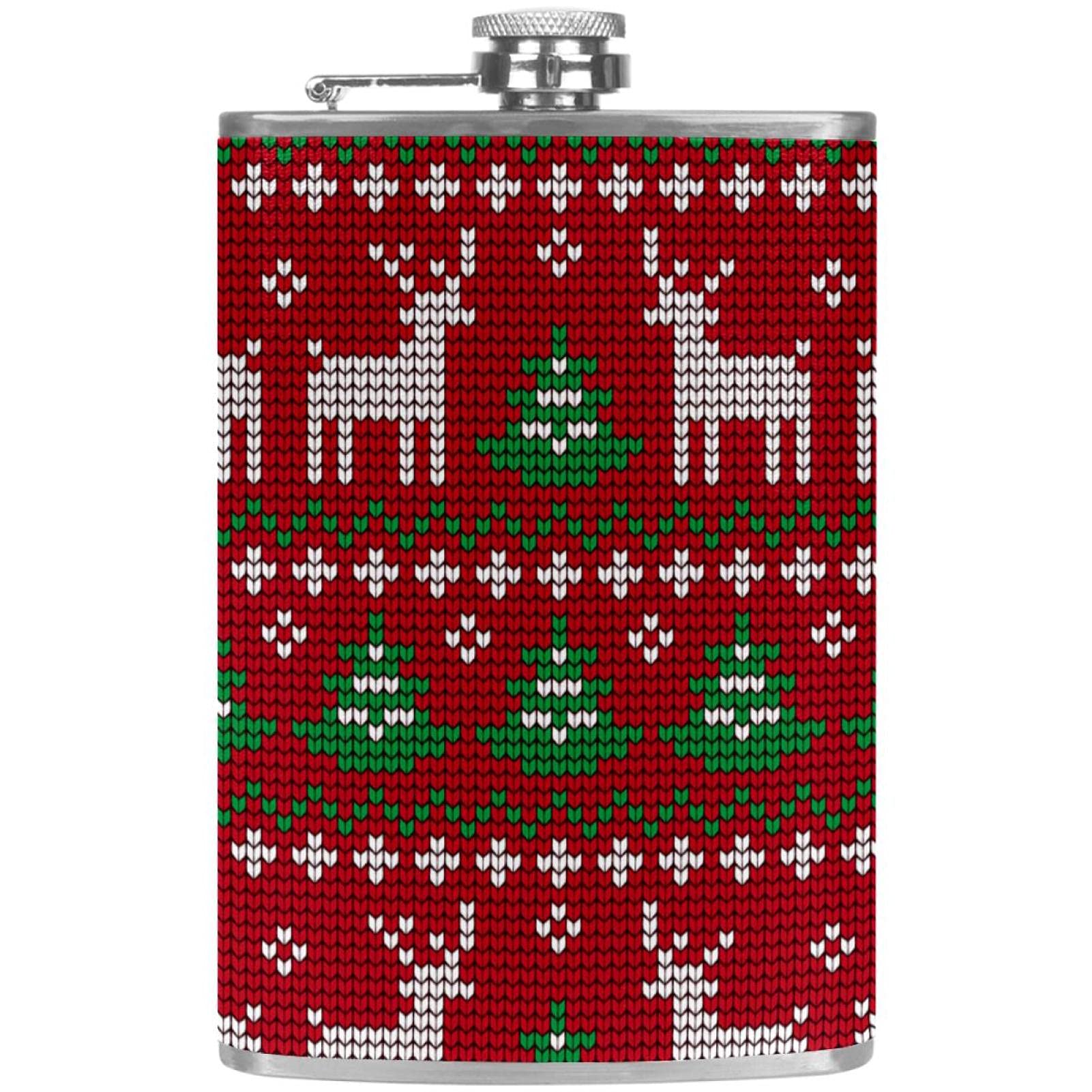 Flasque pour liqueur Merry Christmas Arbre rouge le cadeau de Noël parfait pour les buveurs