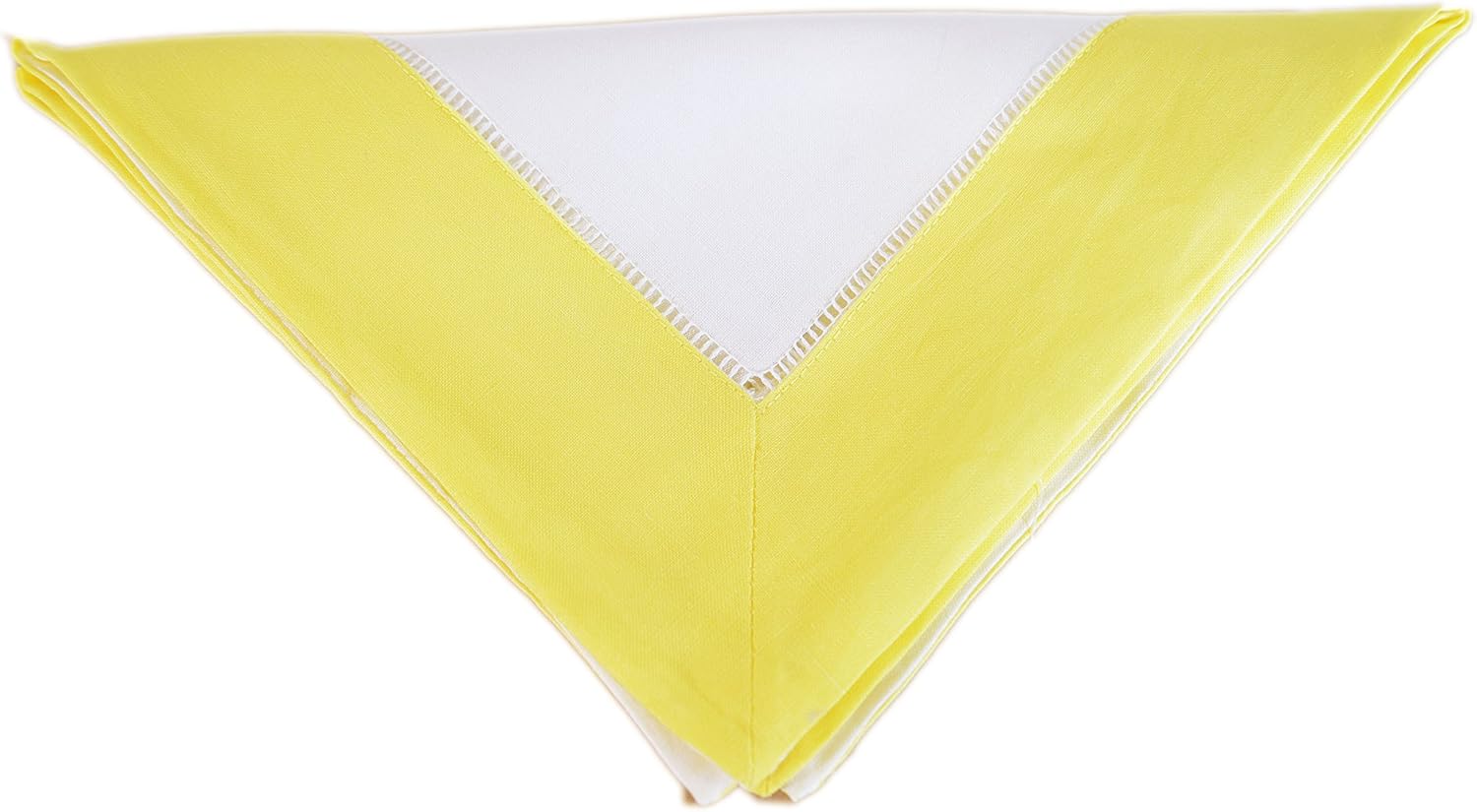 Dinner Napkins. With Color Trimming / Border. Size 18x18" Ramie/Cotton. 12 pieces/pkg. (White / Aurora Yellow border, 12)